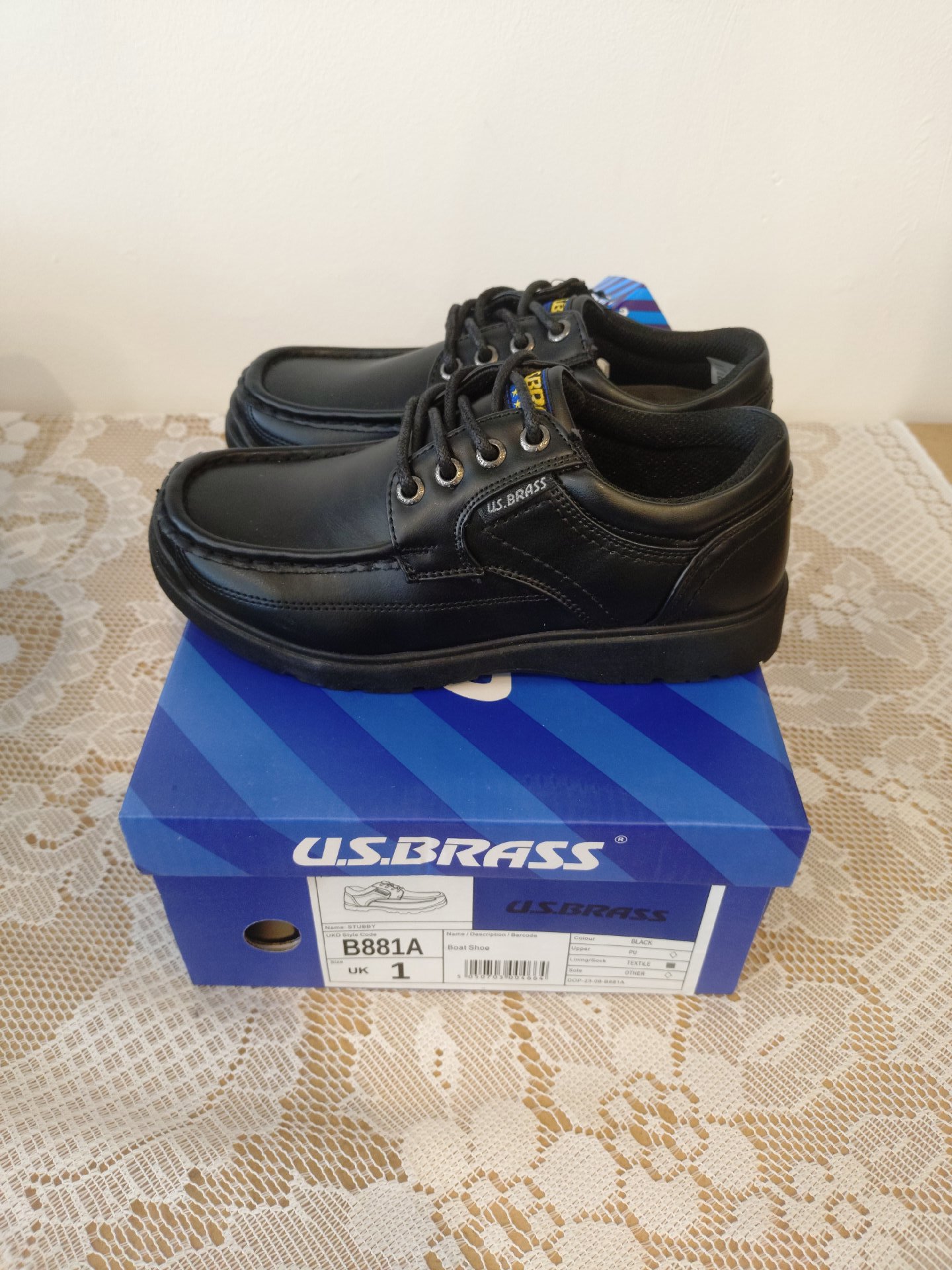 U.S. Brass Black Boat Shoes – UK 1, U.S. Brass, 1 (Senior), New condition — preloved on SilentSale®