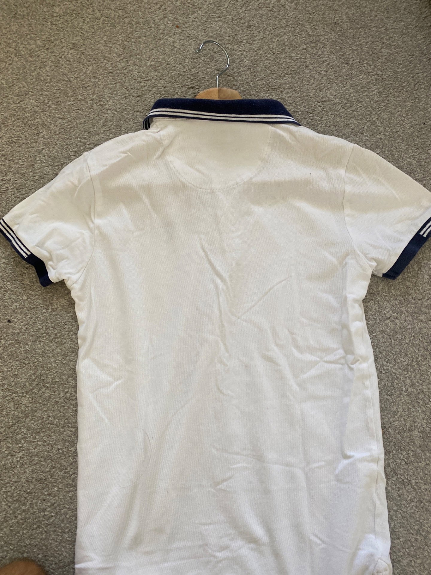 White Polo Shirt with Navy Collar Trim, Next, 14 years, Good condition — preloved on SilentSale®
