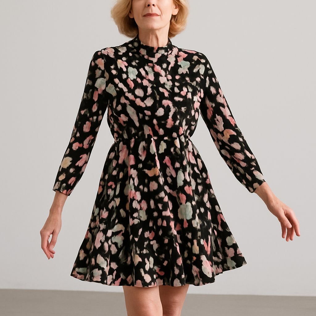 Simply Be Black Floral Print Long Sleeve Dress, Simply Be, 10, New condition — preloved on SilentSale®