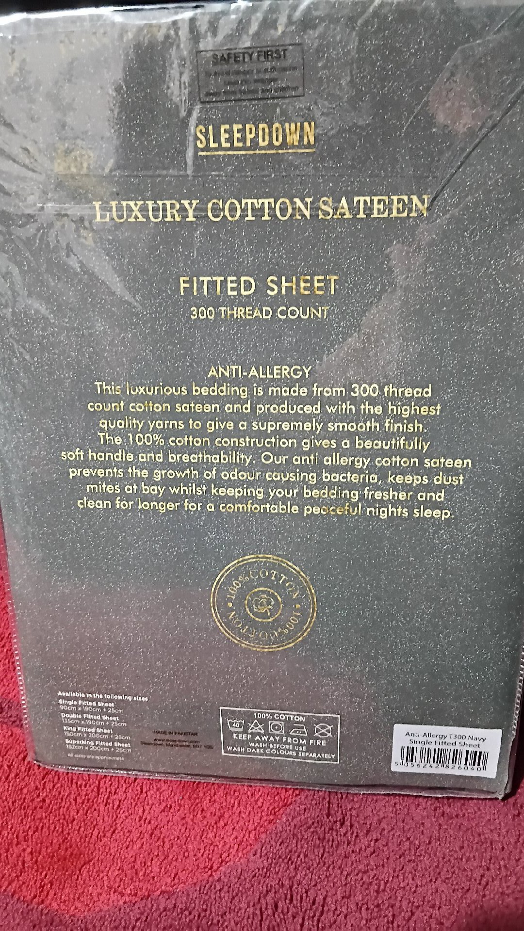 Sleepdown Navy Luxury Cotton Sateen Single Fitted Sheet, Sleepdown, Single, New condition — preloved on SilentSale®