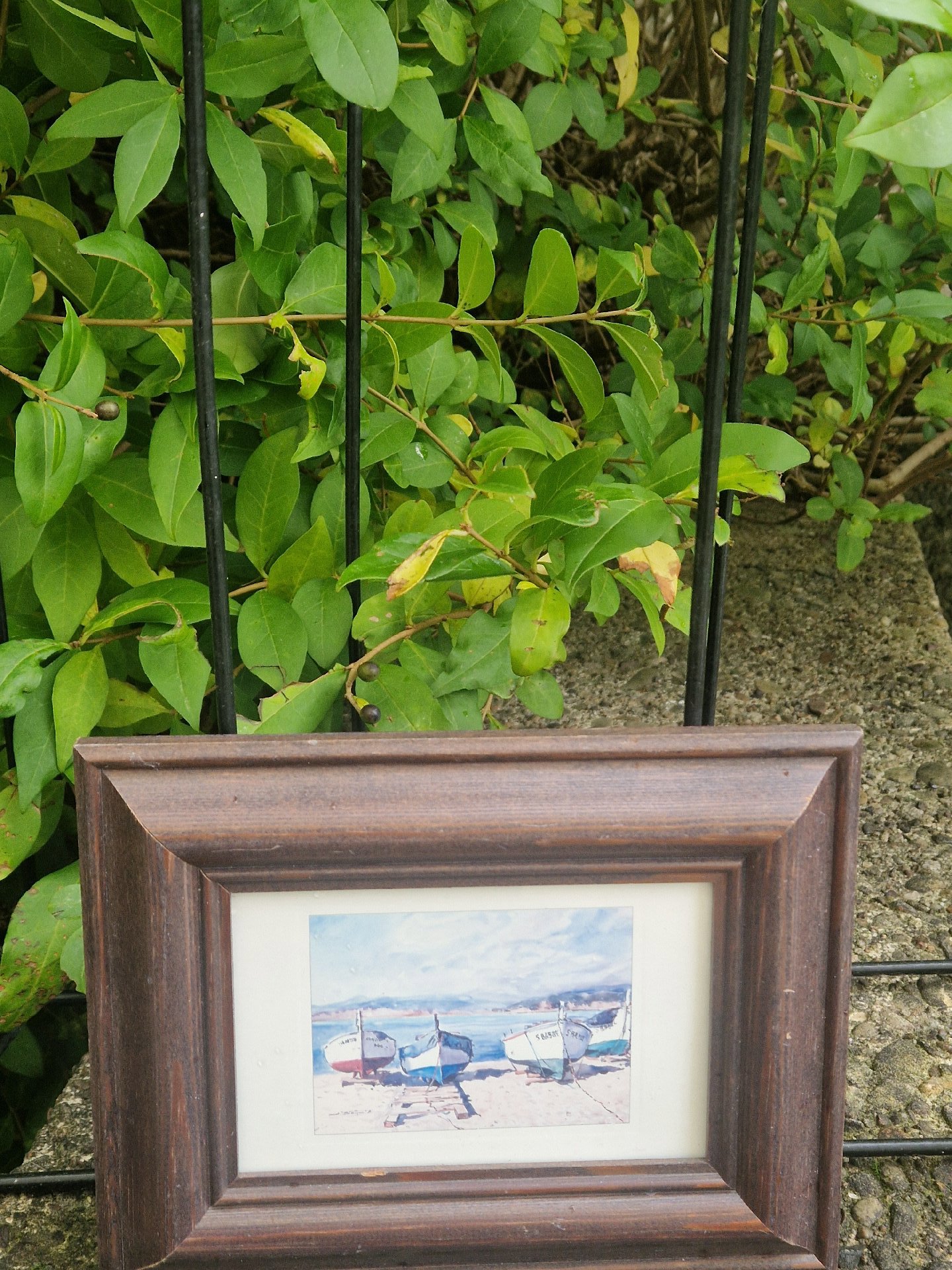 Watercolor painting of boats in a wooden frame, FRAME, One Size, Excellent condition — preloved on SilentSale®