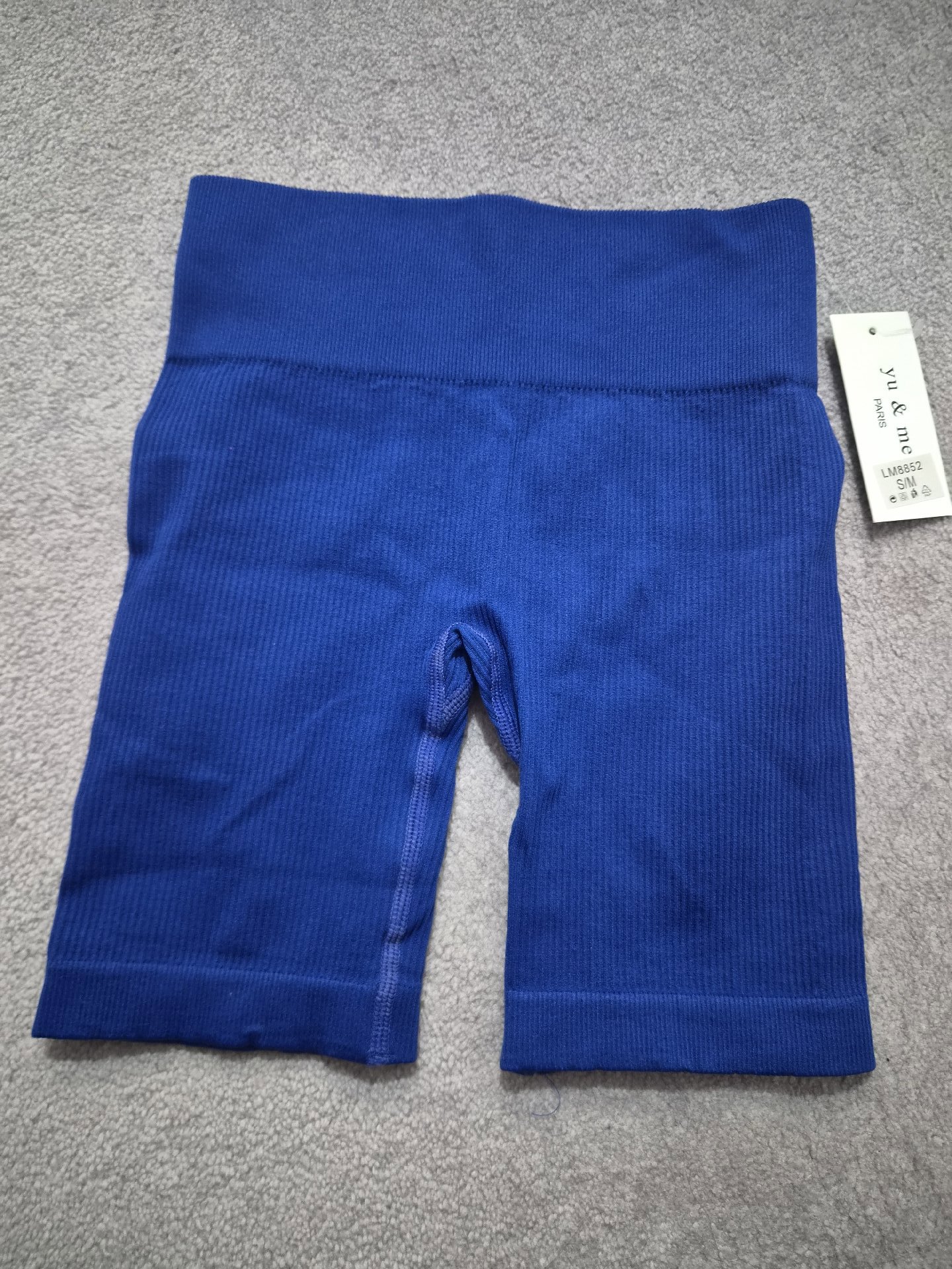 Yu & Me Paris Blue Ribbed Cycling Shorts S/M, Yu & Me Paris, S/M, New condition — preloved on SilentSale®