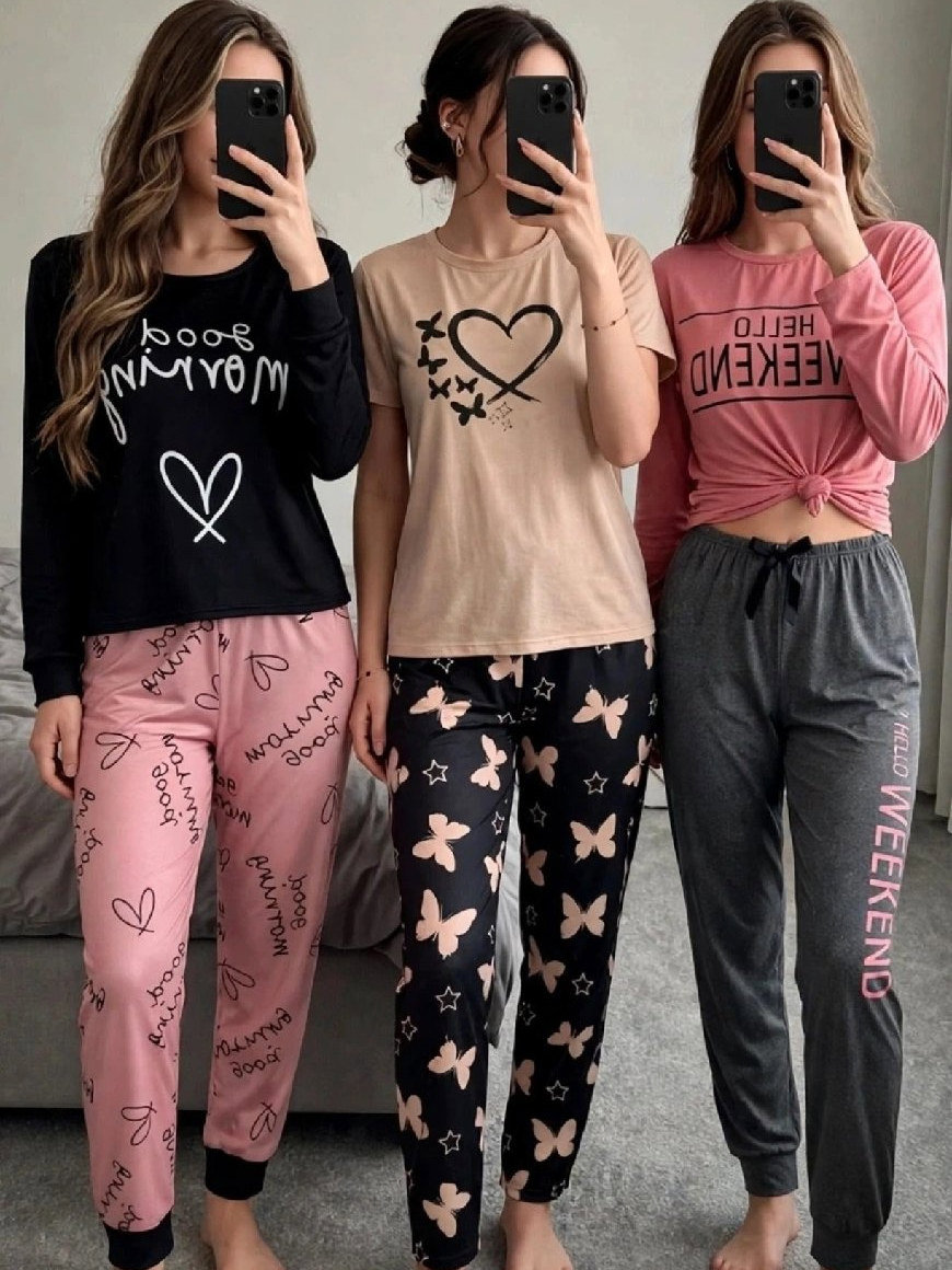Butterfly Print Lounge Set with Heart Motif Top, Unbranded, 18, New condition — preloved on SilentSale®