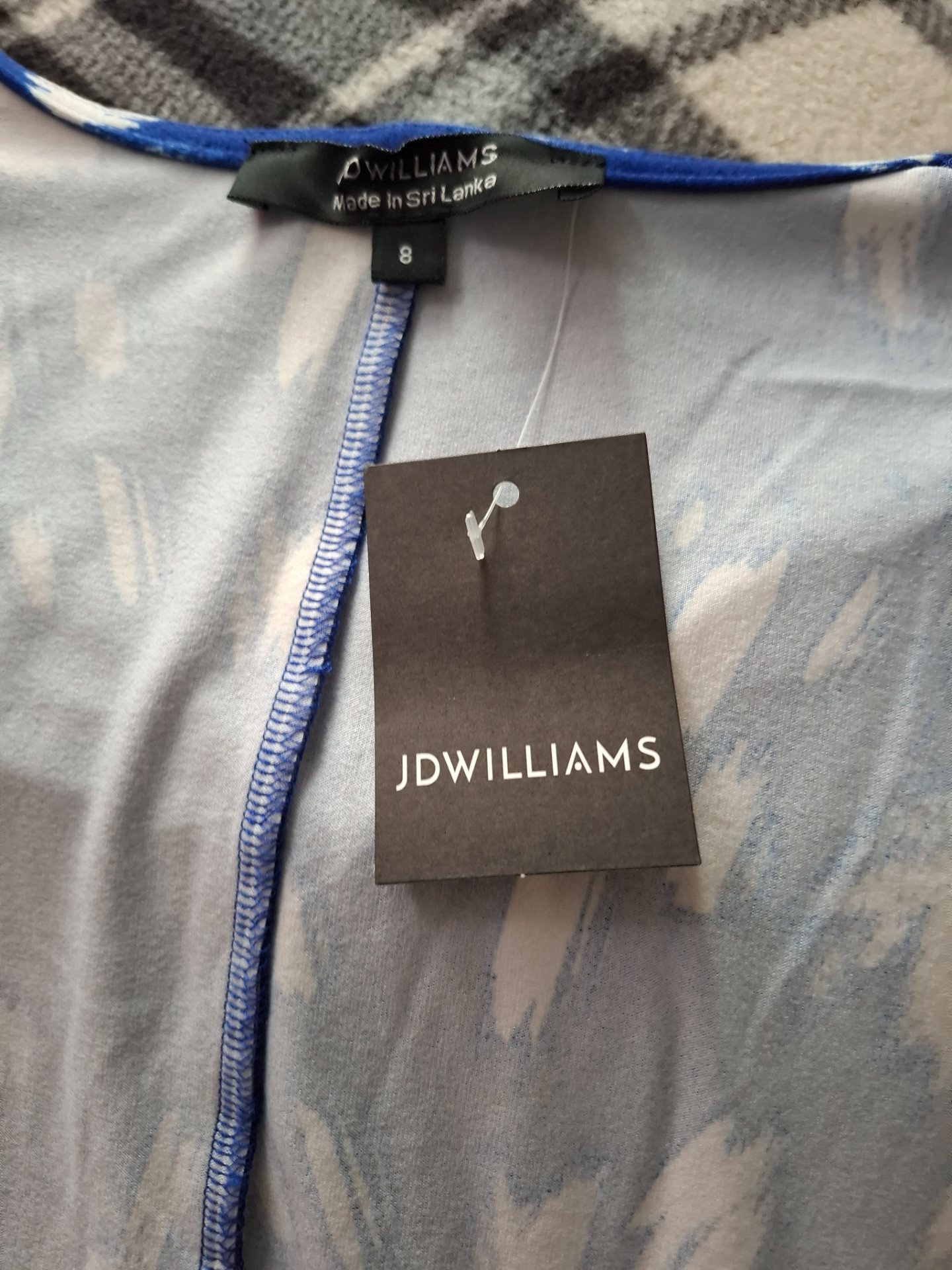 JD Williams Cobalt Patterned V-Neck Dress – Size 8, JD Williams, 8, New condition — preloved on SilentSale®