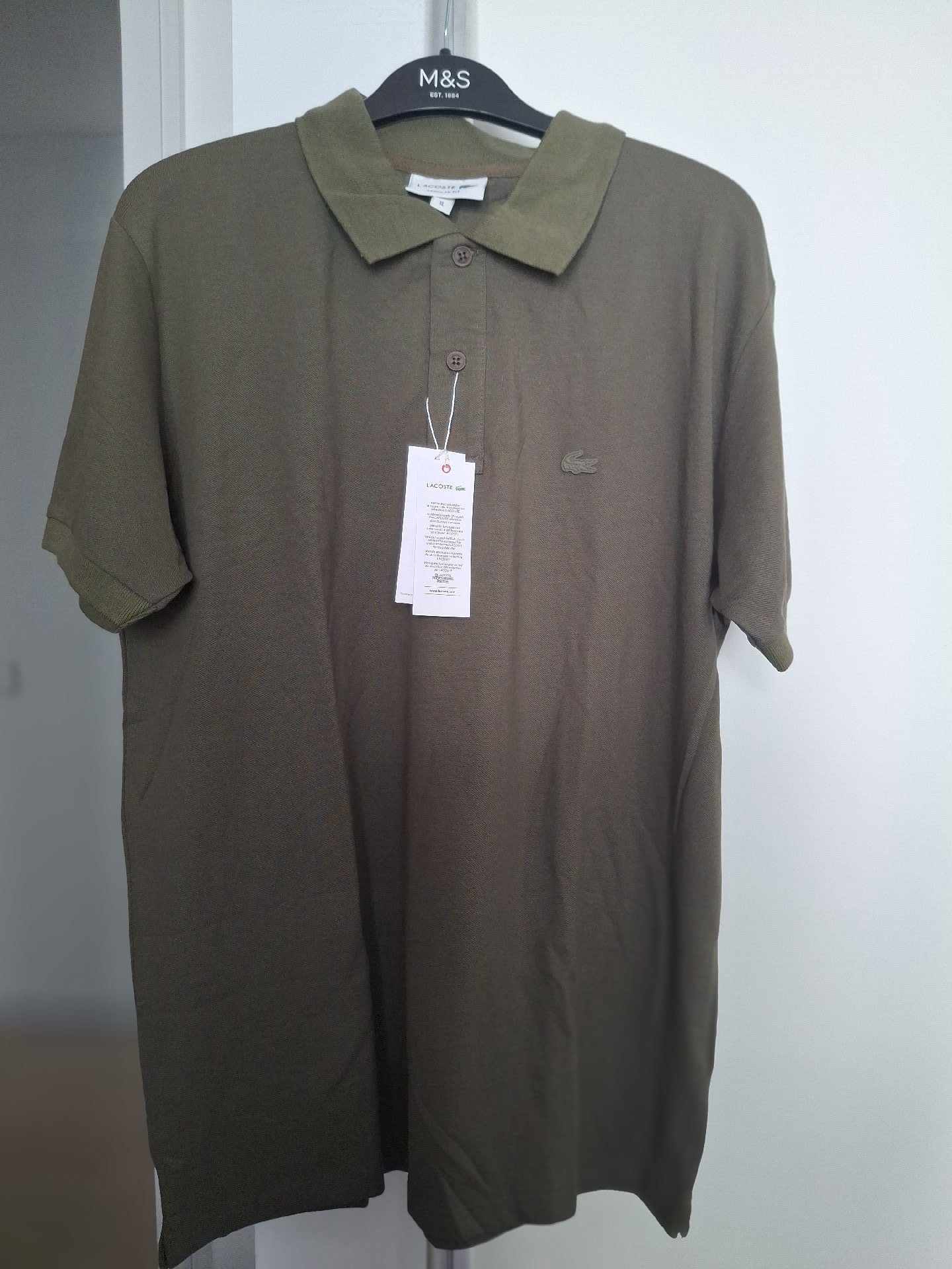 Lacoste Khaki Green Classic Fit Polo Shirt – XL, Lacoste, XL, New condition — preloved on SilentSale®
