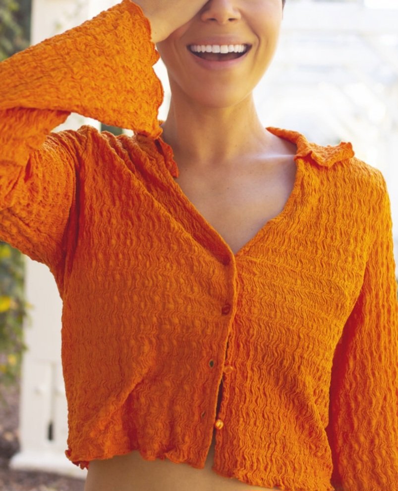 Orange Textured Crop Cardigan, Orange, 12, New condition — preloved on SilentSale®