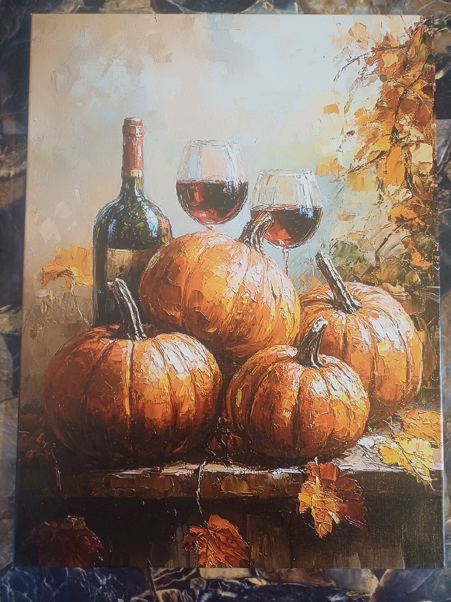 Autumn Pumpkin and Wine Still Life Wall Art Painting, Art, One Size, Excellent condition — preloved on SilentSale®