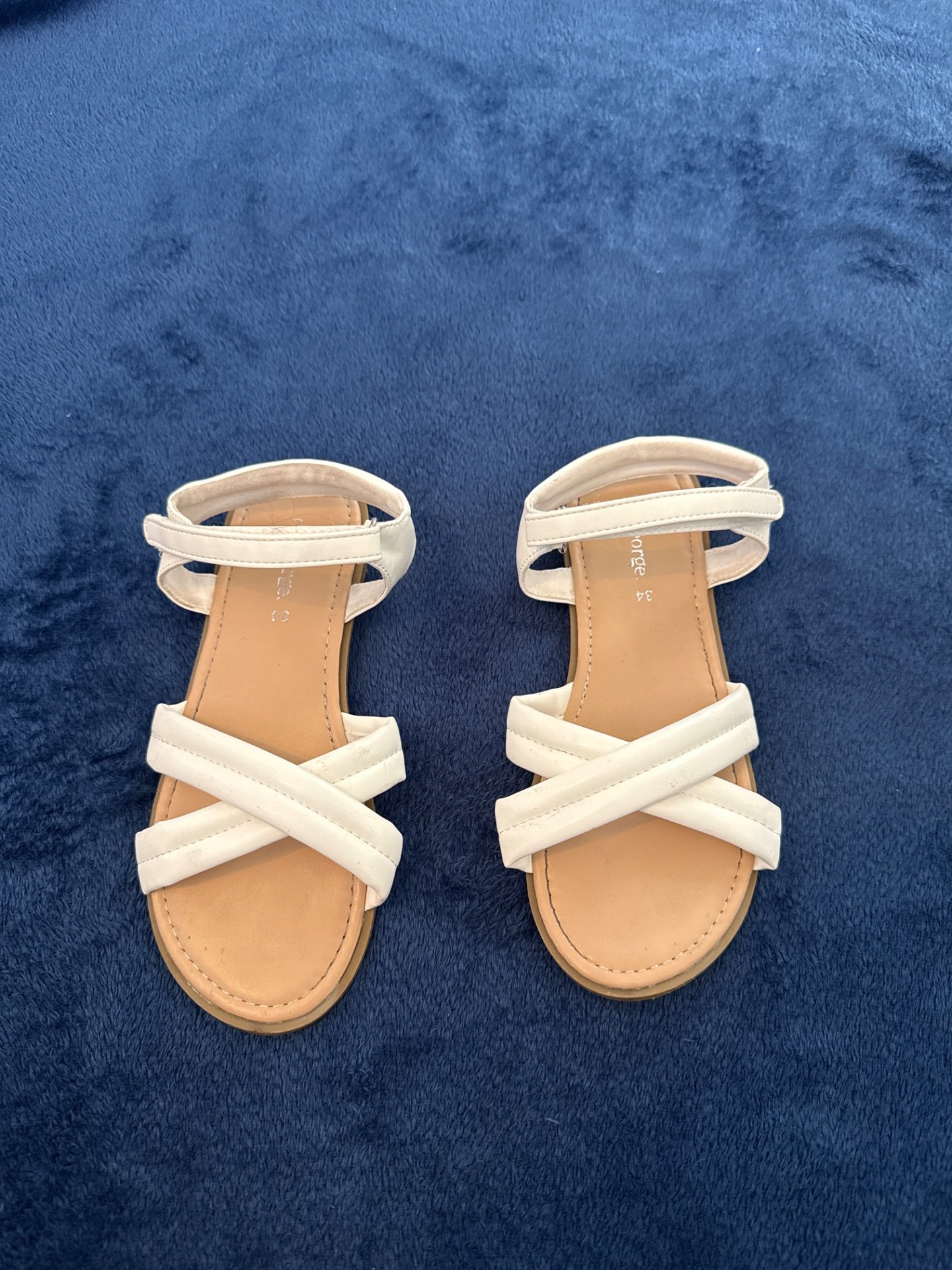 Girls White Strappy Sandals, George, 1.5, Excellent condition — preloved on SilentSale®