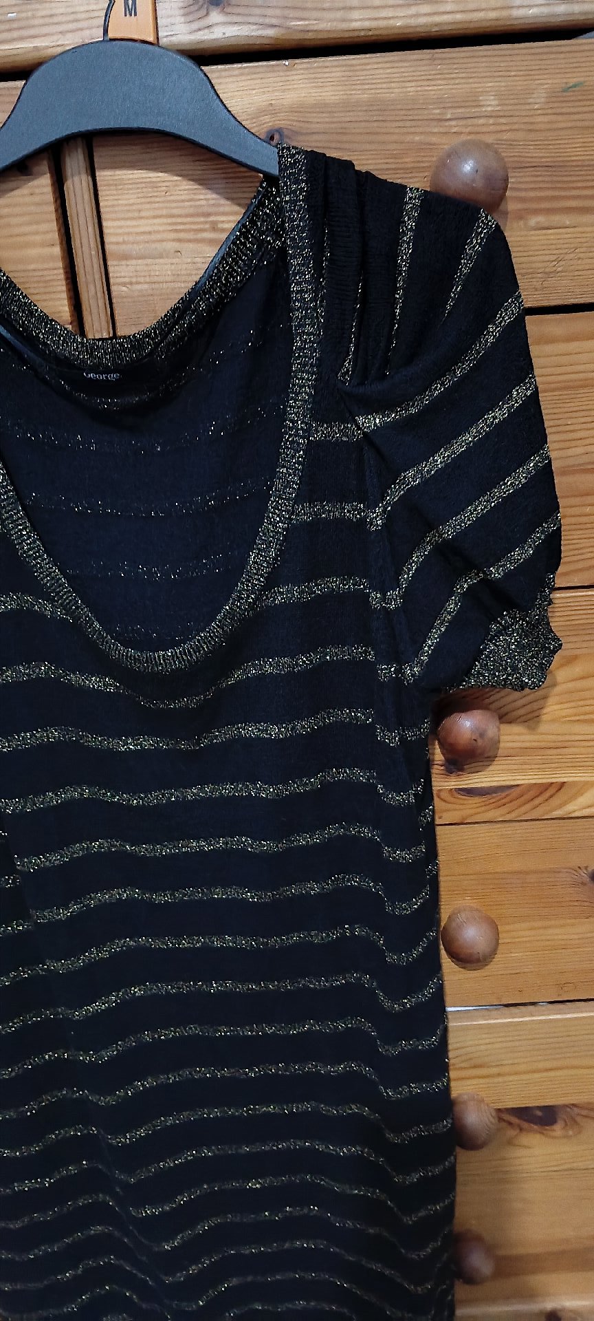 George Black and Gold Striped Dress – UK 14, George, 14, Excellent condition — preloved on SilentSale®