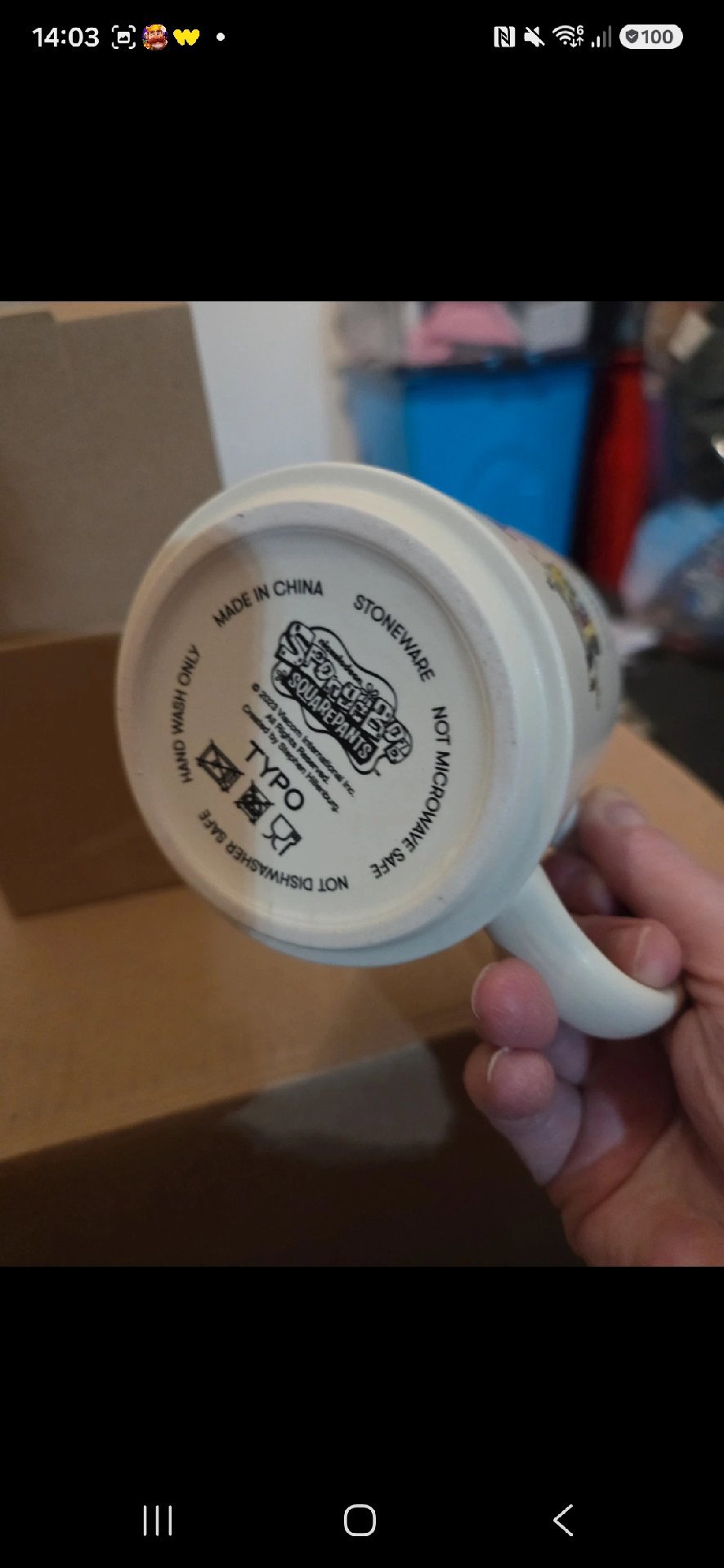 SpongeBob SquarePants 'When The Caffeine Hits' Mug, Typo, Medium, New condition — preloved on SilentSale®