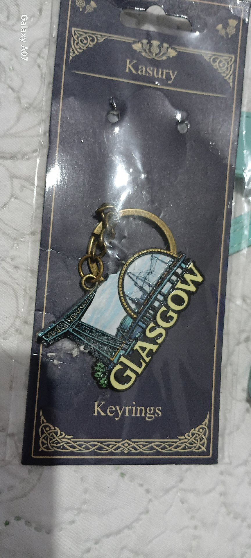Glasgow Keyring, Blue Quilted Phone Case & Earrings Set, Kasury, One Size, Excellent condition — preloved on SilentSale®