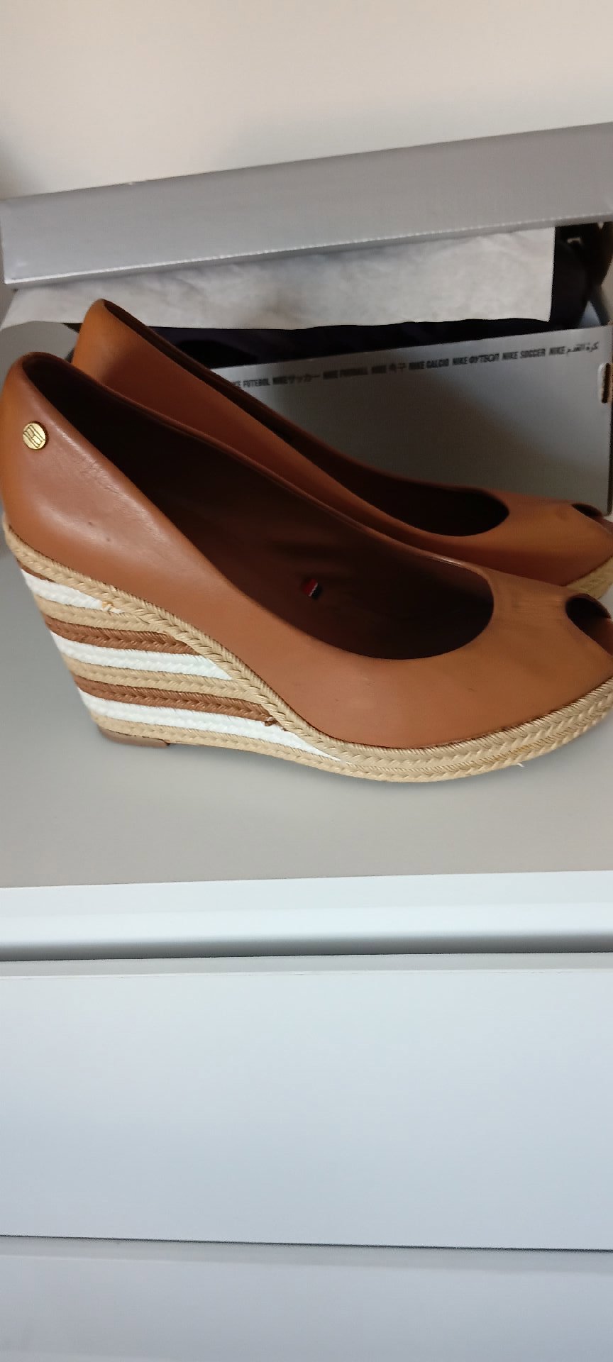 Tommy Hilfiger Tan Leather Wedge Heels, Tommy Hilfiger, 6.5, Excellent condition — preloved on SilentSale®