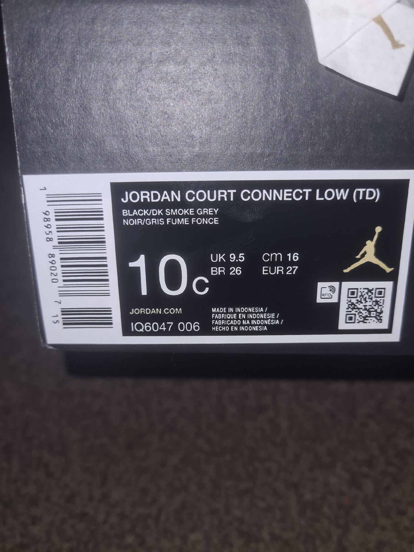 Jordan Court Connect Low Black Toddlers' Trainers – UK 10C, Jordan, 9.5, Excellent condition — preloved on SilentSale®