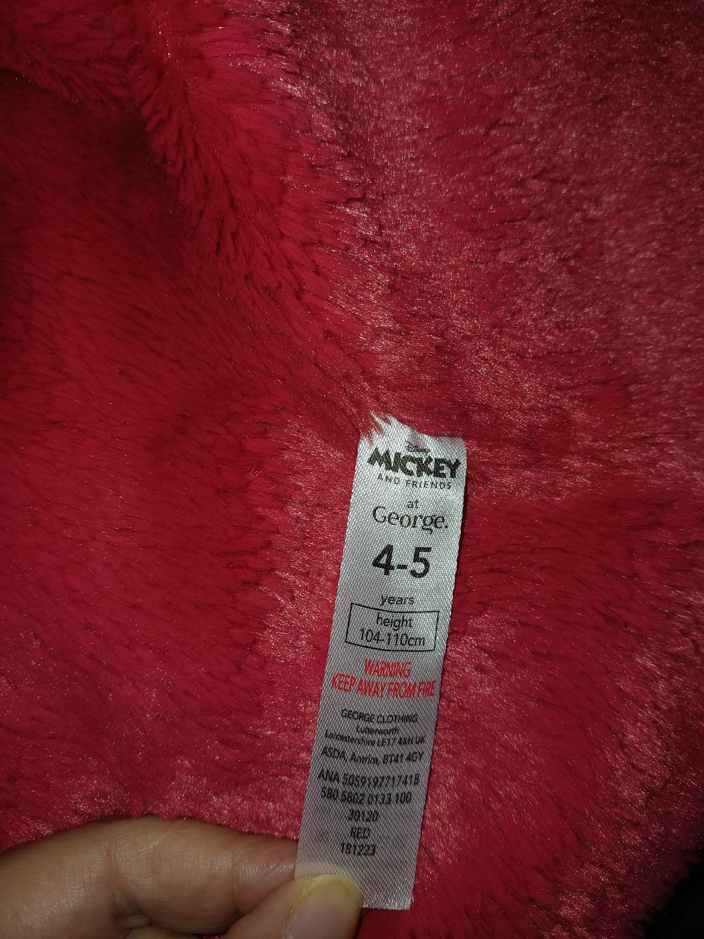 Mickey and Friends Red Polka Dot Padded Coat with Hood – 4-5 Years, George, 4 years, Excellent condition — preloved on SilentSale®
