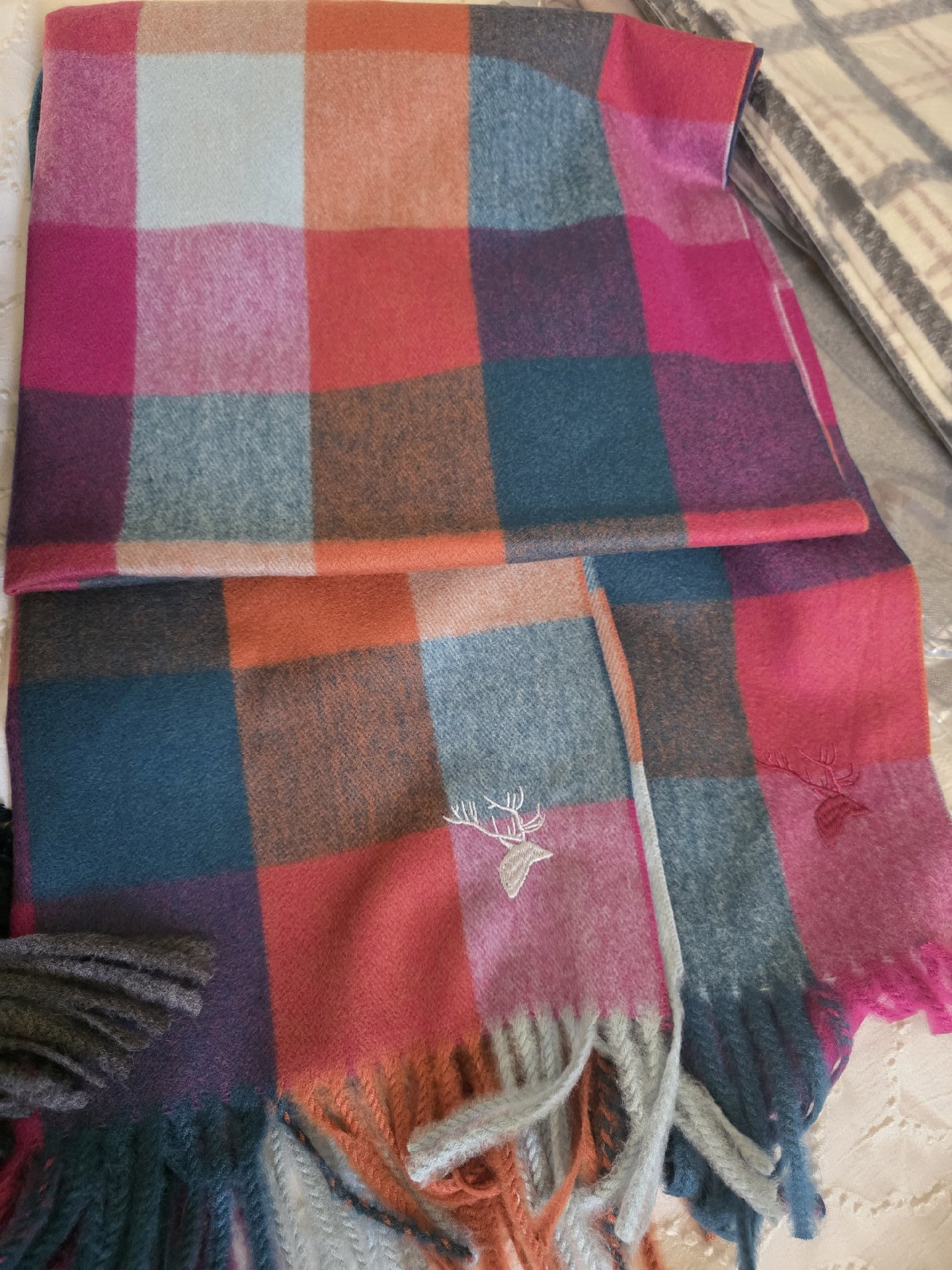  Wool Blend Scarves with Deer Embroidery, Unbranded, One Size, New condition — preloved on SilentSale®