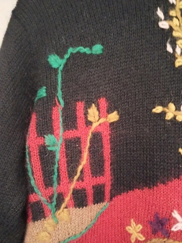 Vintage Teshuhuang Knitted Embroidered Cardigan - Boho Wearable Art, TESHUHUANG, XXL / UK 24-26, Excellent condition — preloved on SilentSale®