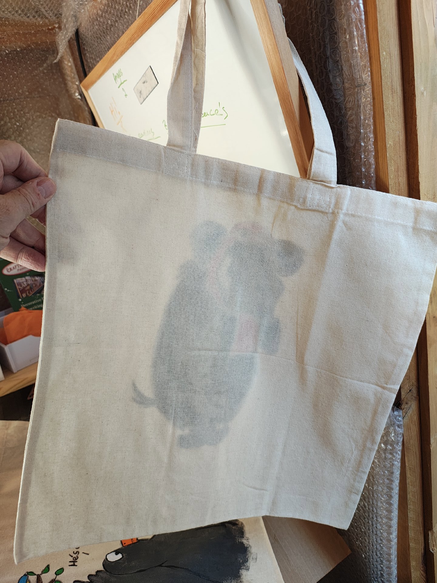 Canvas Tote Bag with Cartoon Dog Print, Unbranded, Tote, New condition — preloved on SilentSale®