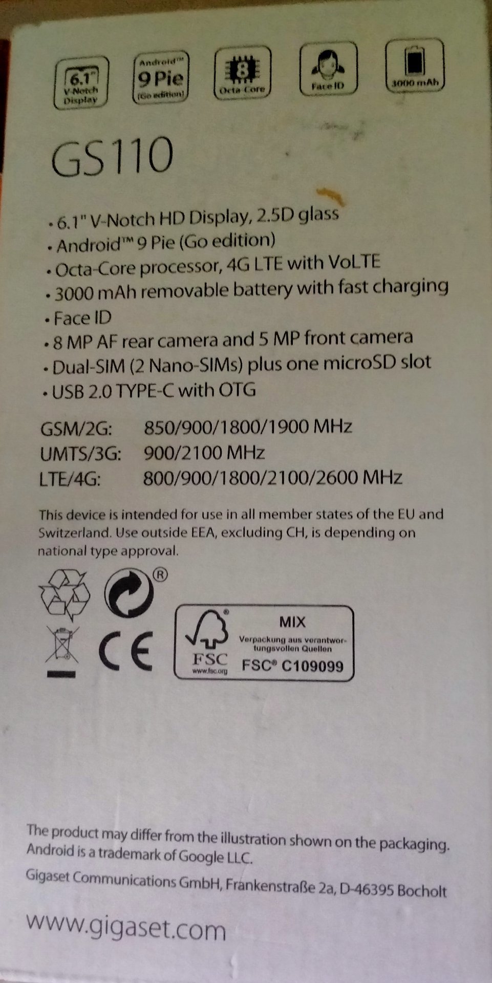 Gigaset GS110 Android 9 Pie Smartphone, Gigaset, 6.1 inch, New condition — preloved on SilentSale®