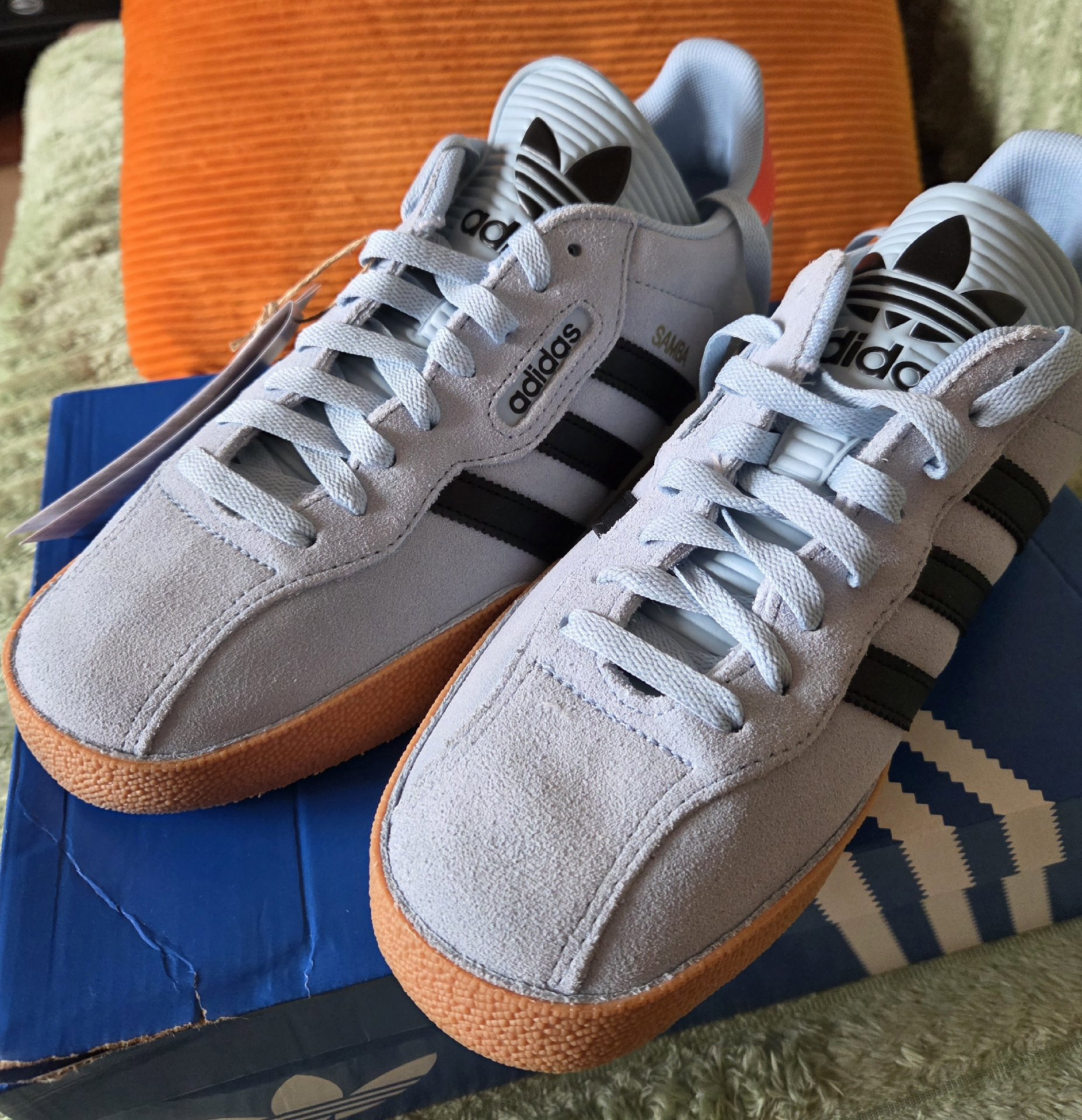 Adidas Samba Light Blue Suede Trainers – UK 9, Adidas, 9, New condition — preloved on SilentSale®