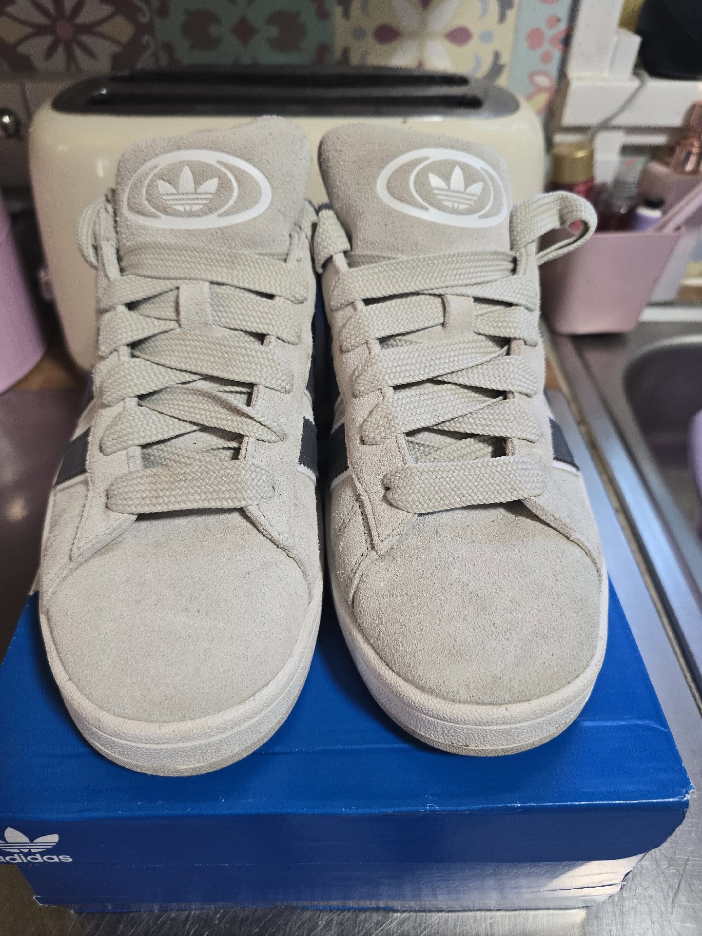 Adidas Campus Suede Trainers Grey with Black Stripes – UK 9, Adidas, 9, Excellent condition — preloved on SilentSale®
