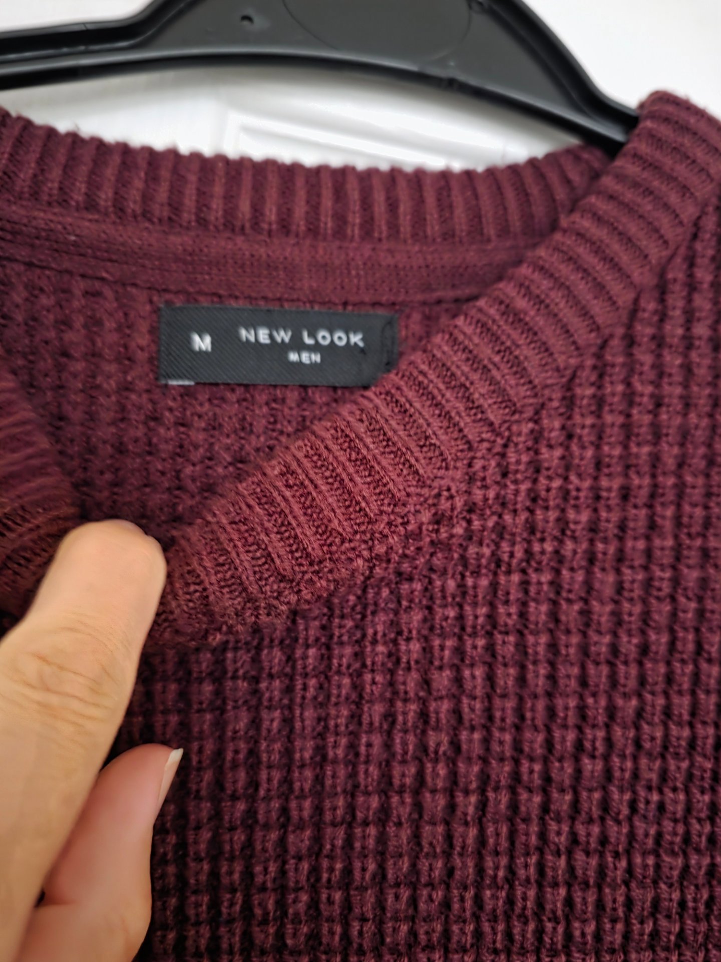 Burgundy Waffle Knit Jumper, New Look, M, Excellent condition — preloved on SilentSale®