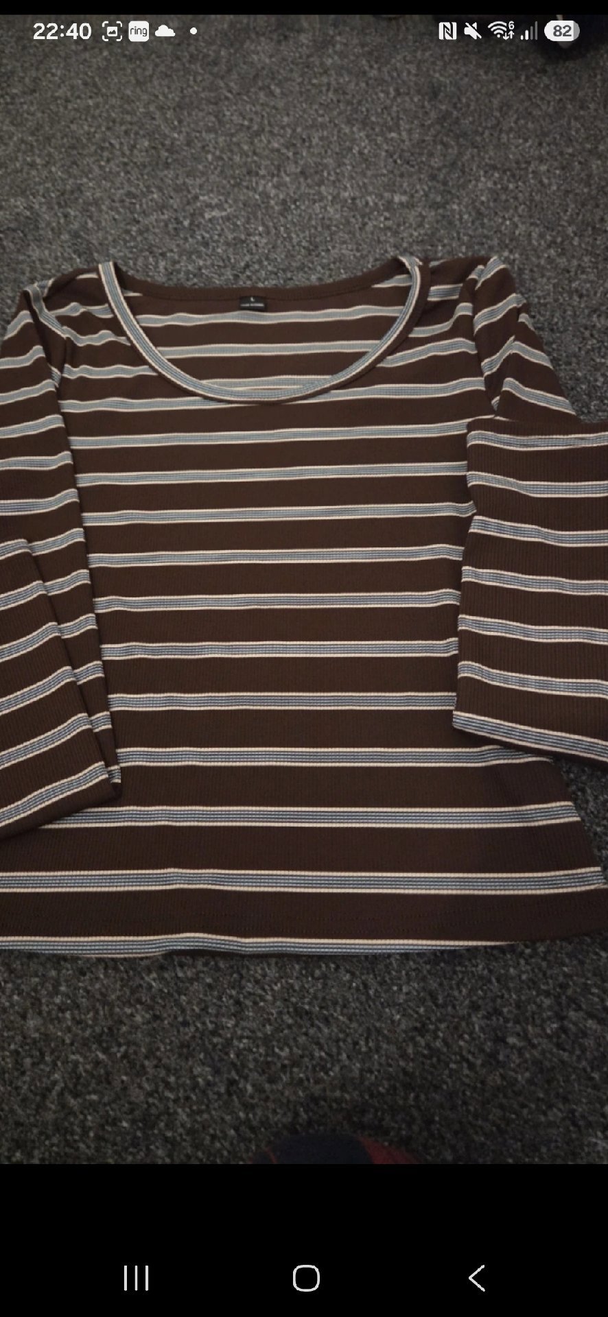 Brown Striped Long Sleeve Top, H&M, 12, New condition — preloved on SilentSale®