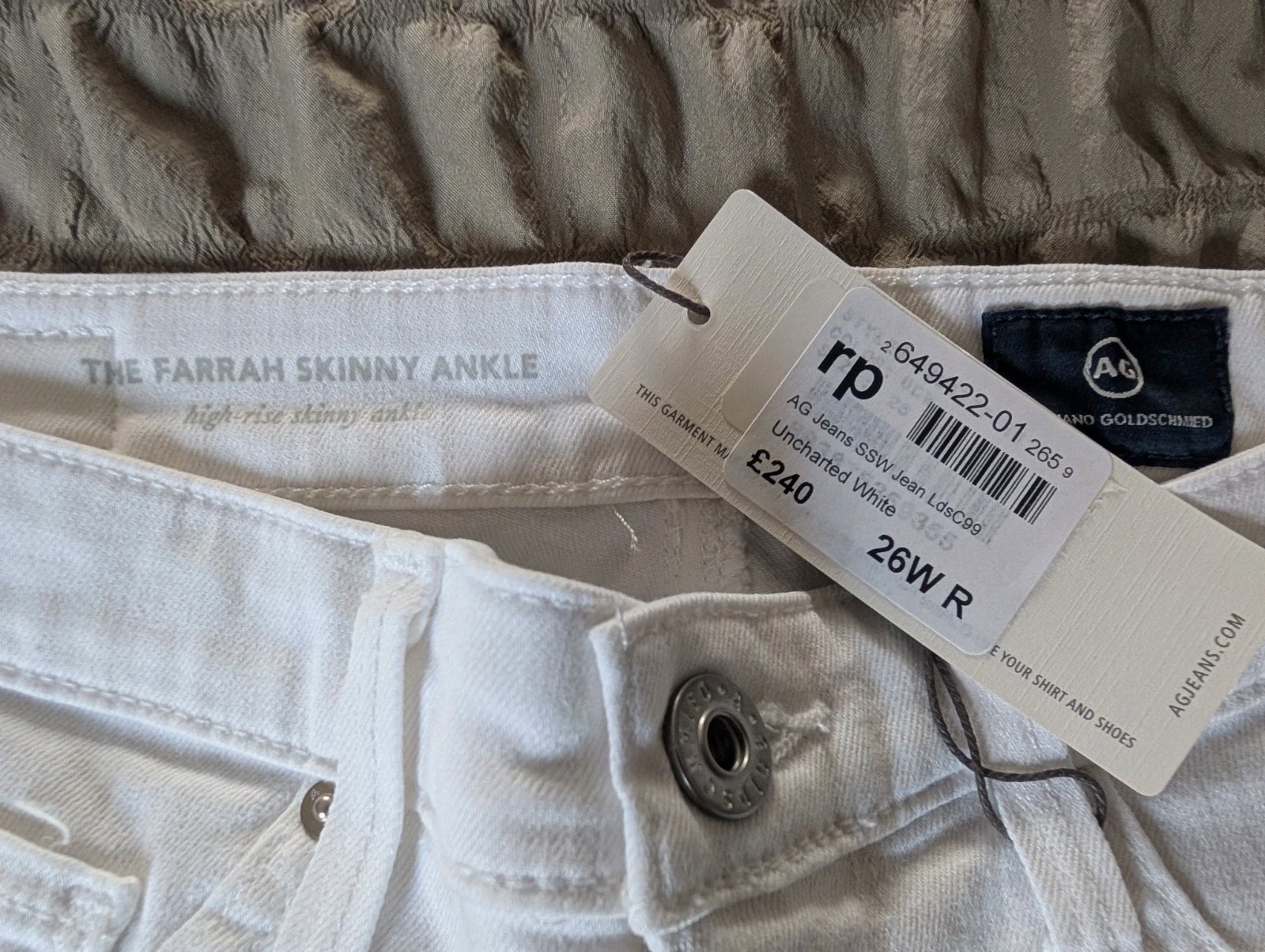 AG Designer Jeans 26w r, Adriano Goldschmied, W26 L30, New condition — preloved on SilentSale®