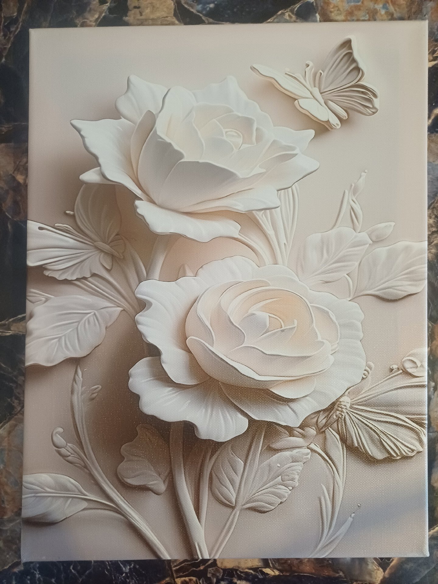 3D Floral Canvas Wall Art with Butterflies, Canvas, One Size, New condition — preloved on SilentSale®