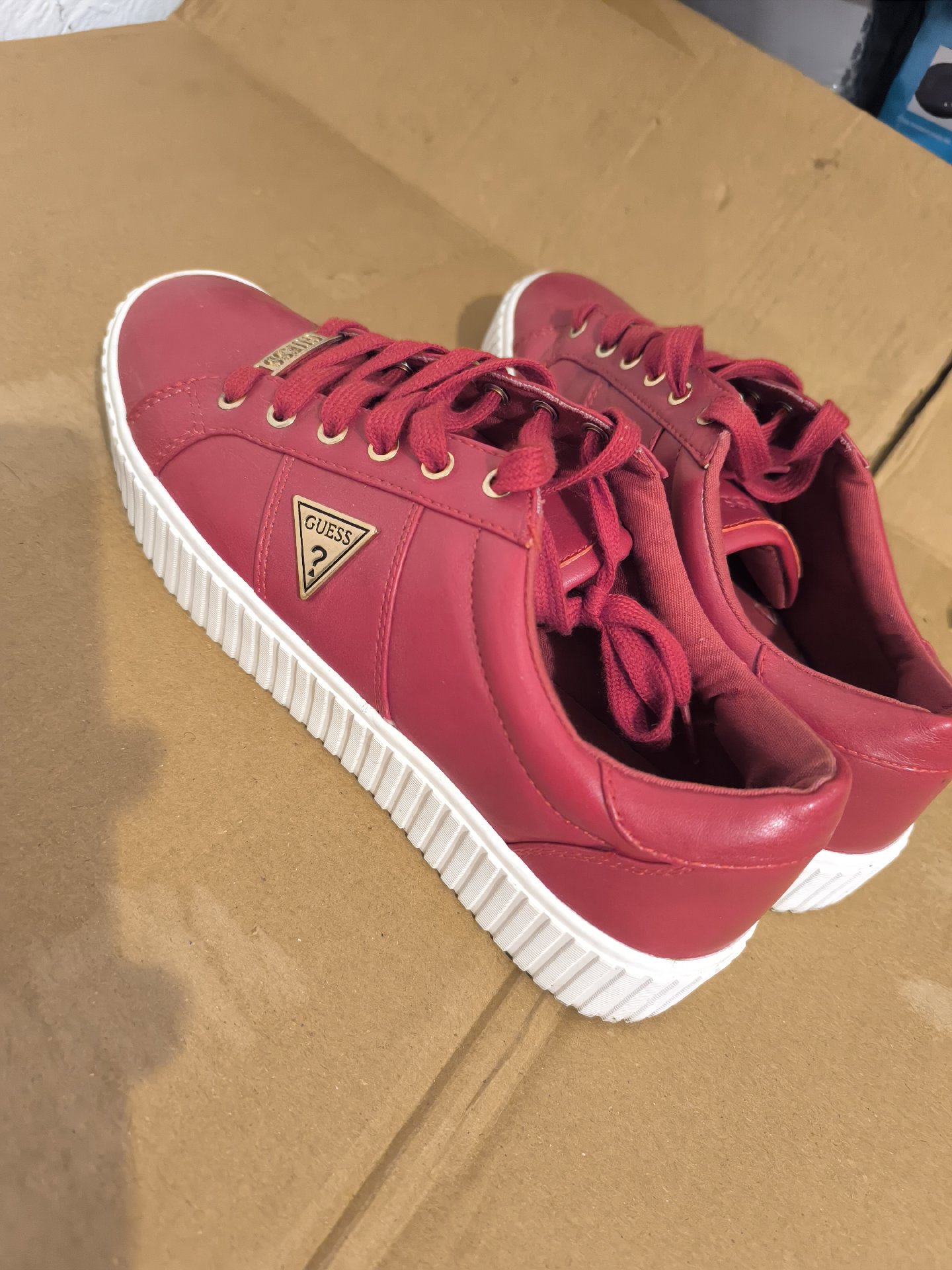 Guess Red Leather Trainers – UK 8, Guess, 8, Excellent condition — preloved on SilentSale®