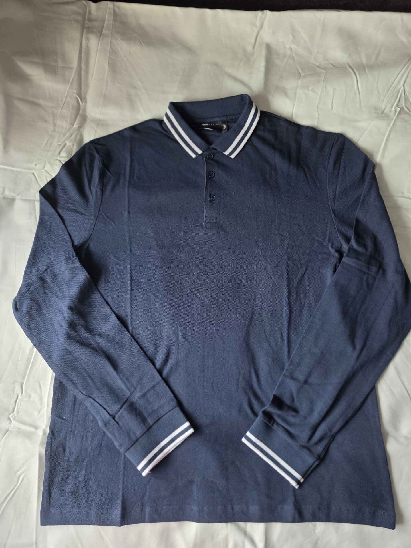 Men’s Navy Long Sleeve Polo, ASOS Design, S, New condition — preloved on SilentSale®