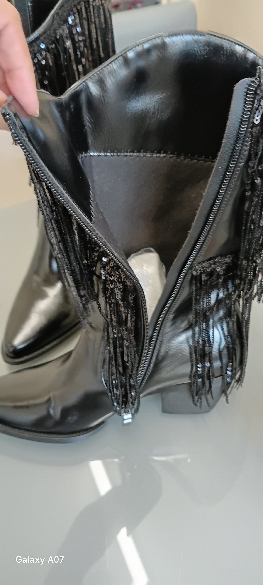 Black Sequin Fringe Ankle Boots, Stuart Weitzman, 6, Excellent condition — preloved on SilentSale®