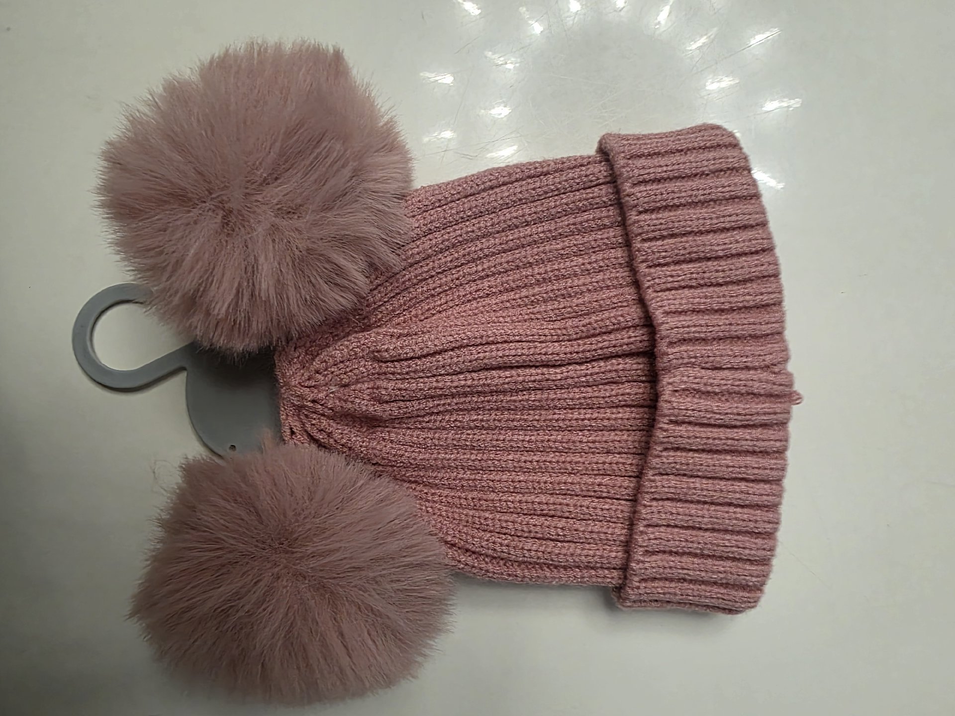 Baby Pink Double Pom-Pom Knit Beanie (0-3 Months), Baby, 0-3M, New condition — preloved on SilentSale®