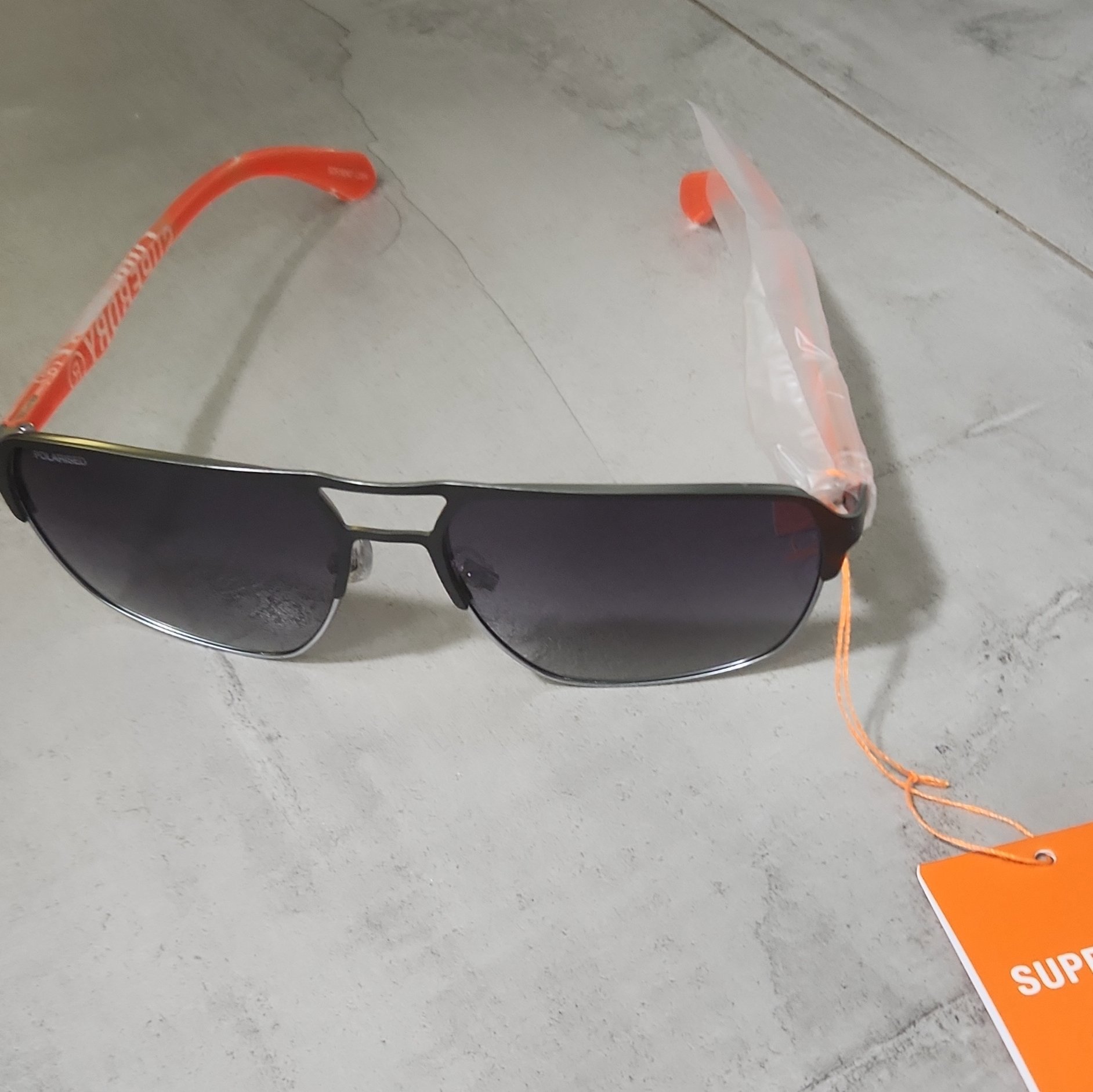 Superdry Polarised Sunglasses with Orange Arms, Superdry, One Size, New condition — preloved on SilentSale®