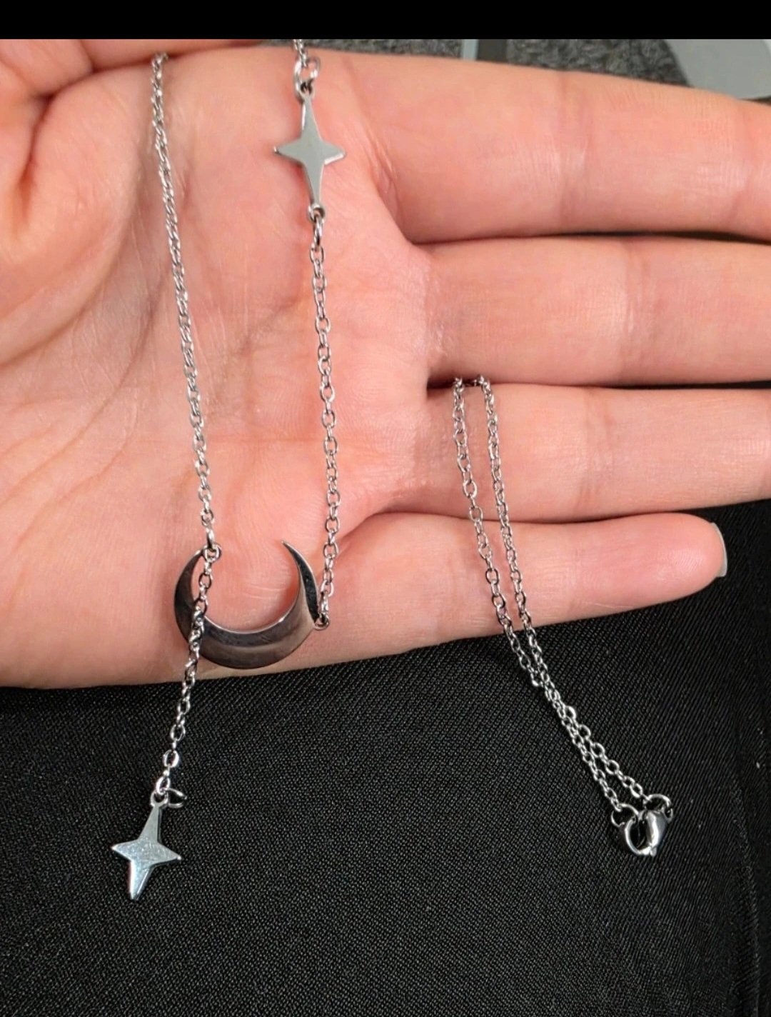 Adjustable silver moon and star necklace , Unbranded, One Size, New condition — preloved on SilentSale®
