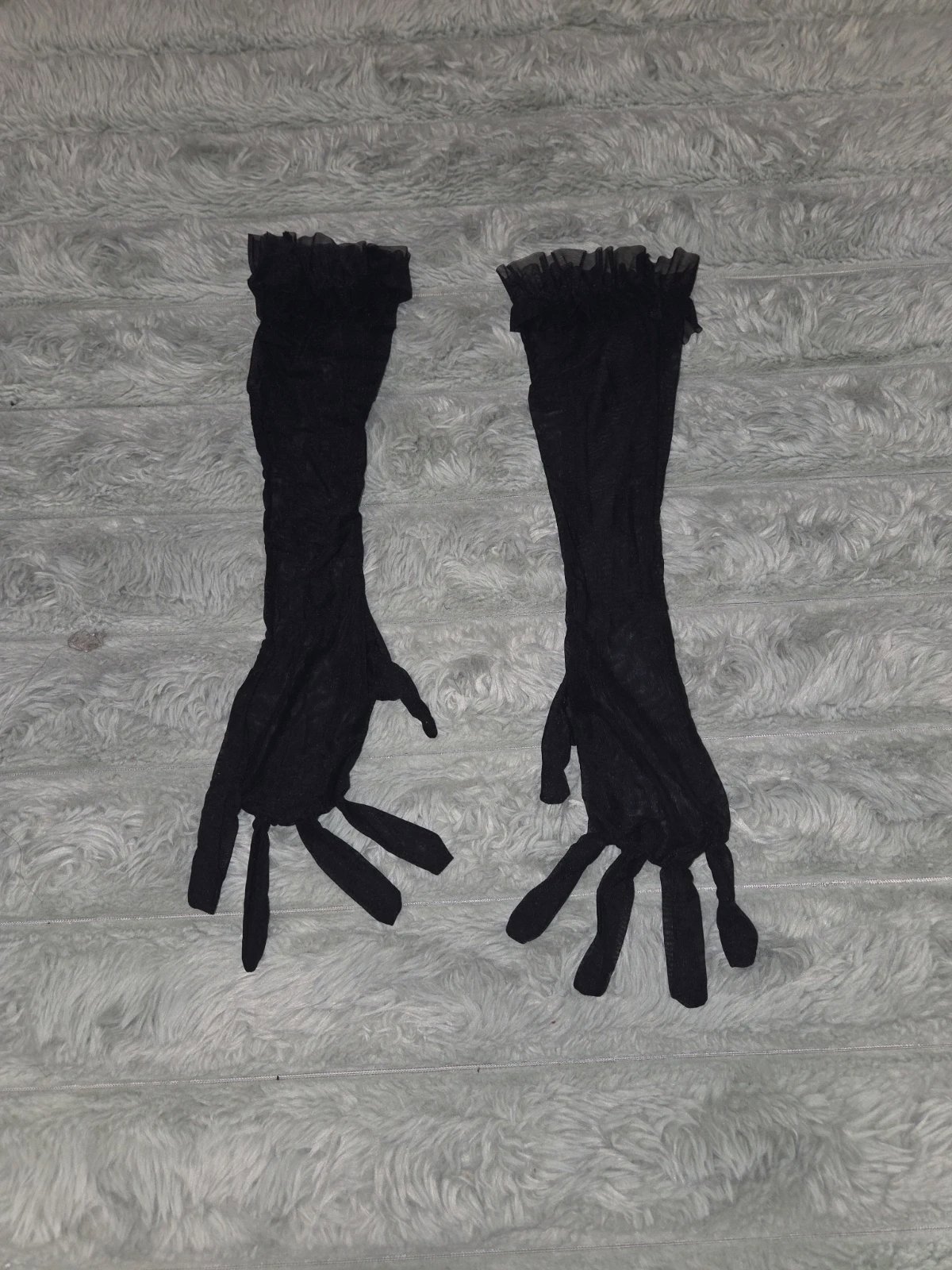 Black Flocked Mesh Halterneck Bodysuit Set with Belt & Gloves, Oh yeah, L, New condition — preloved on SilentSale®