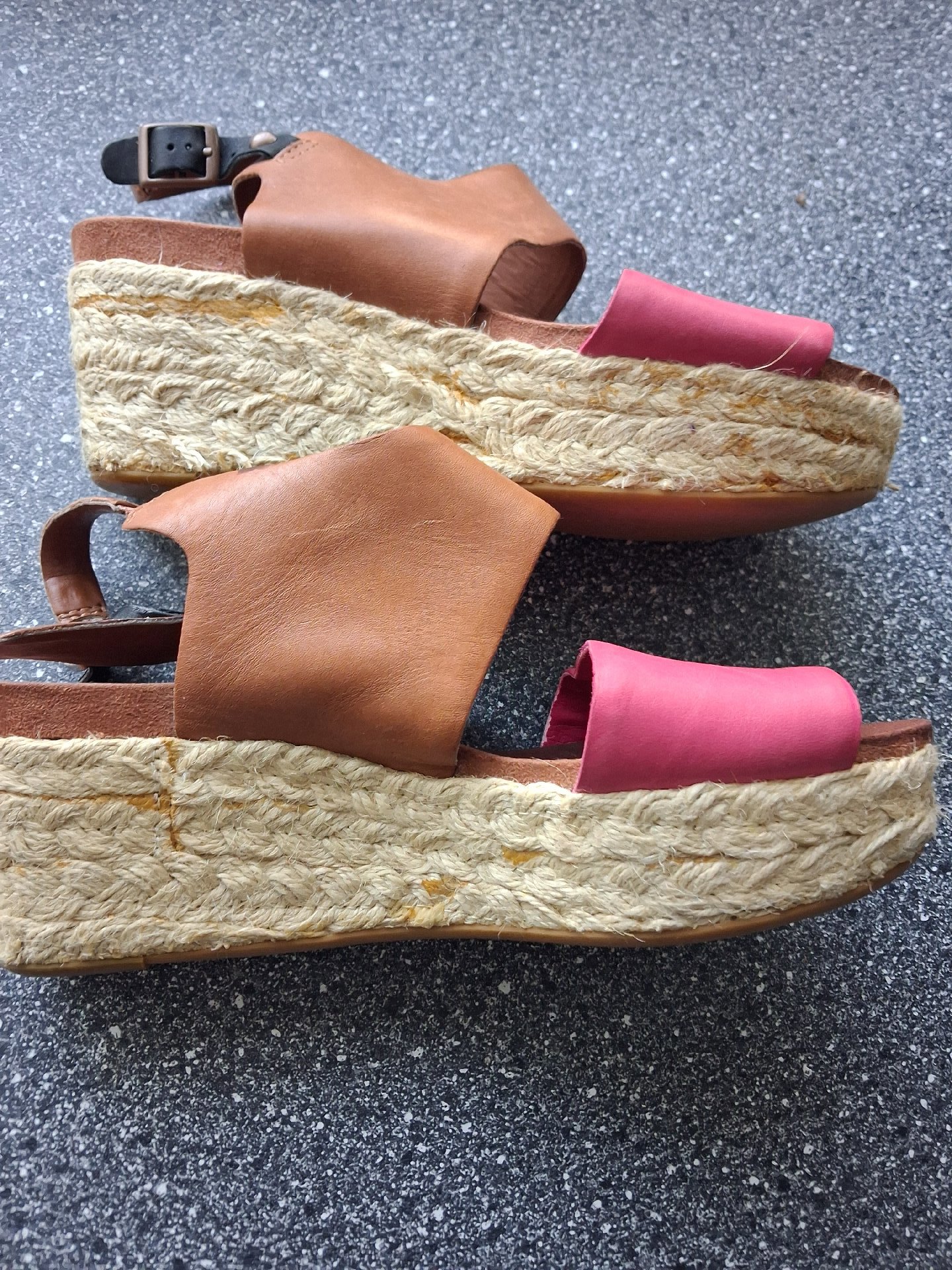 Clarks Brown and Pink Leather Wedge Espadrilles size 4/37– UK 4, Clarks, 4, Good condition — preloved on SilentSale®