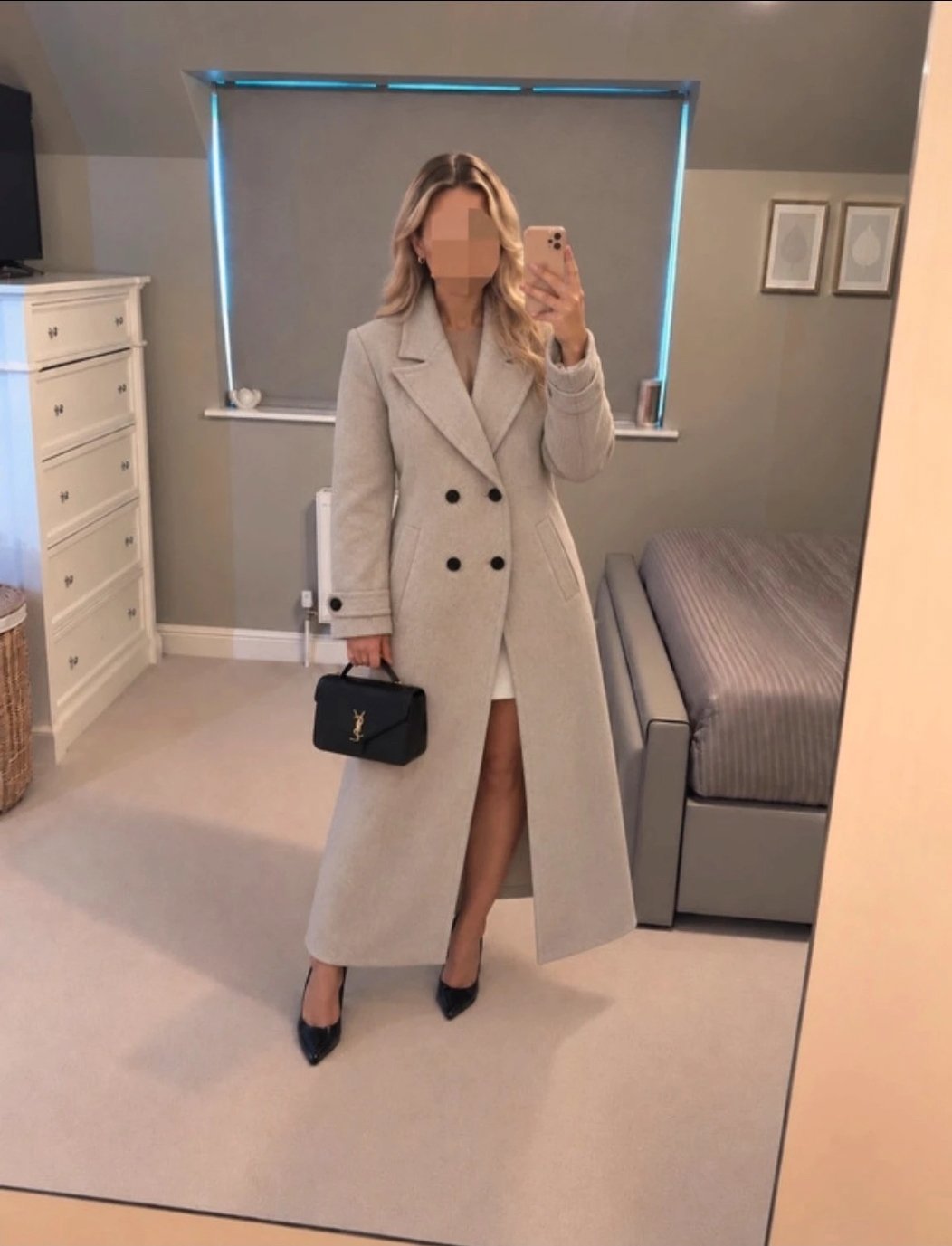Karen Millen Beige  Long Double Breasted Coat – UK 18, Karen Millen, 18, Like New condition — preloved on SilentSale®