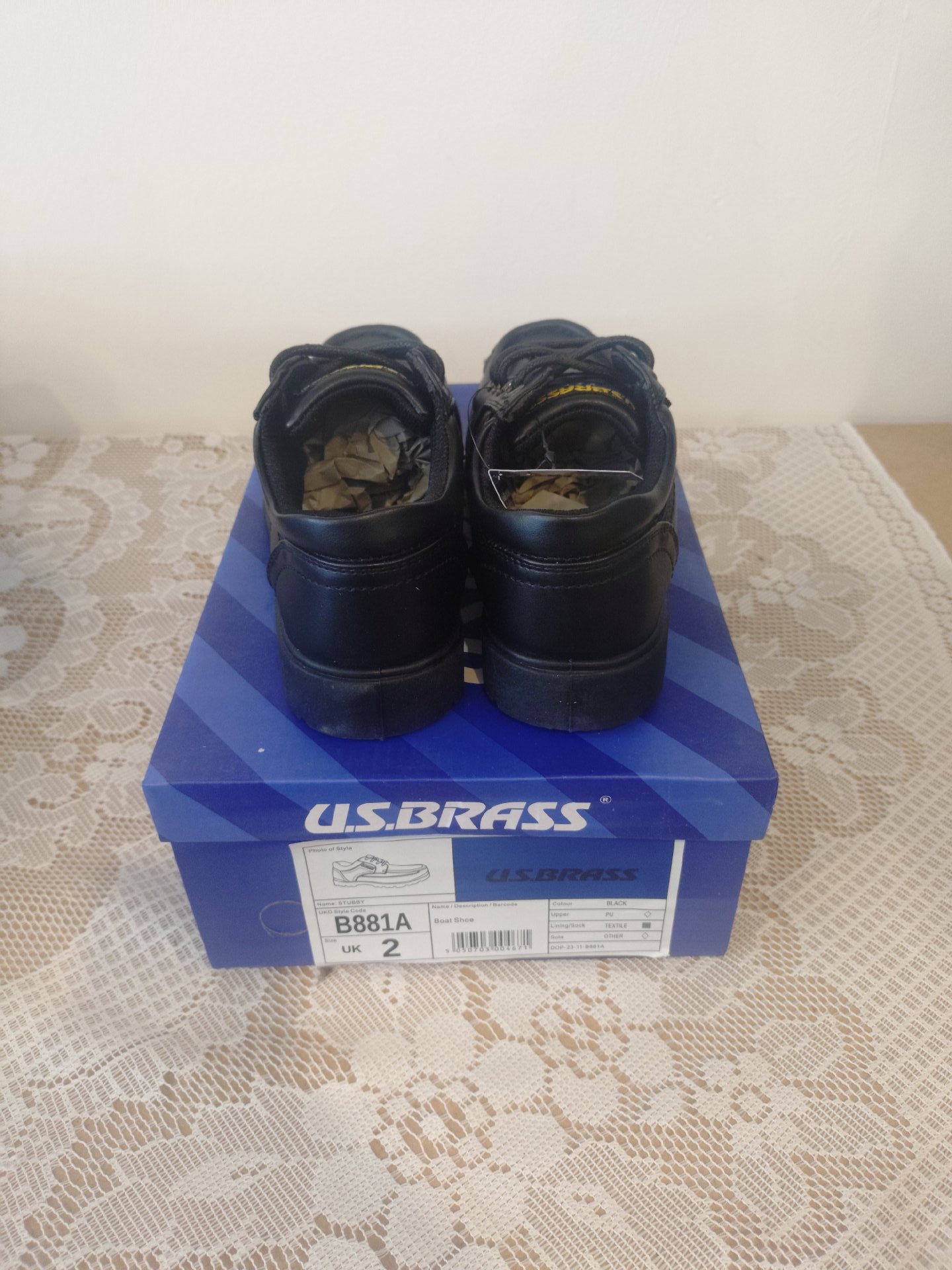 U.S. Brass Black Boat Shoes – UK 2, U.S. Brass, 2 (Senior), New condition — preloved on SilentSale®
