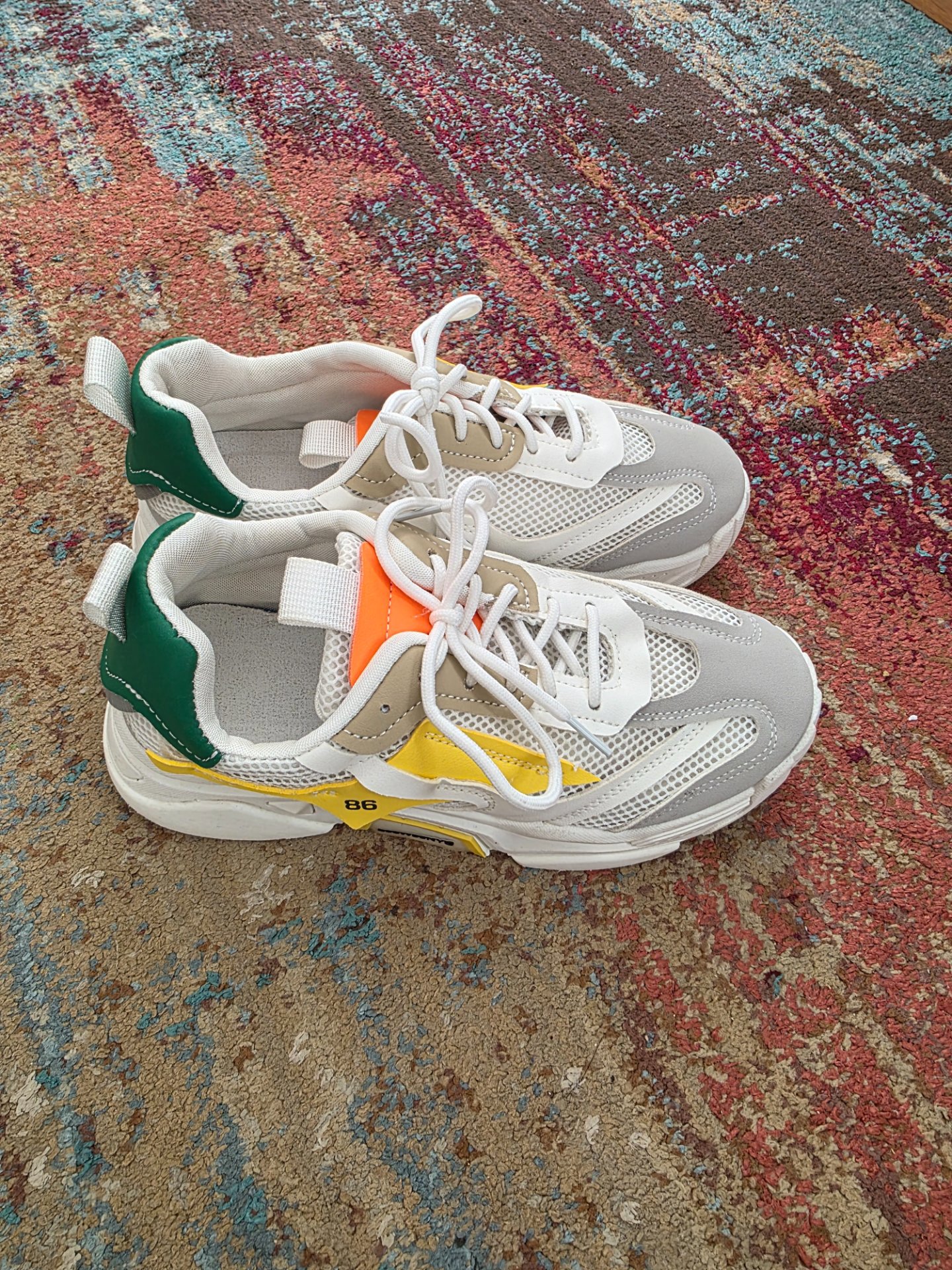 Chunky White Trainers with Yellow, Green and Orange Details, Unbranded, 7, Good condition — preloved on SilentSale®