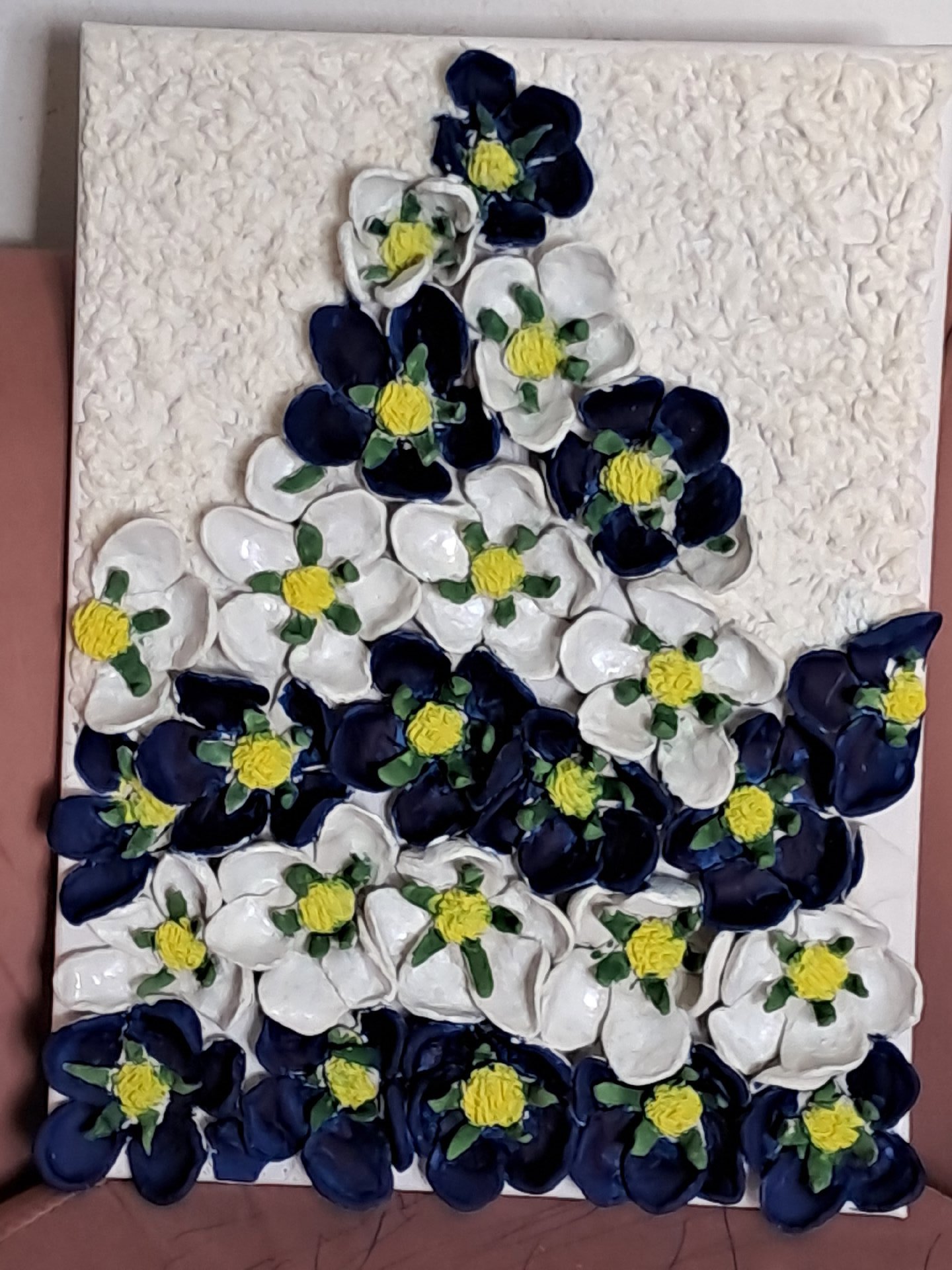 Handmade Ceramic Floral Wall Art Panel, selfmade, Medium, Excellent condition — preloved on SilentSale®