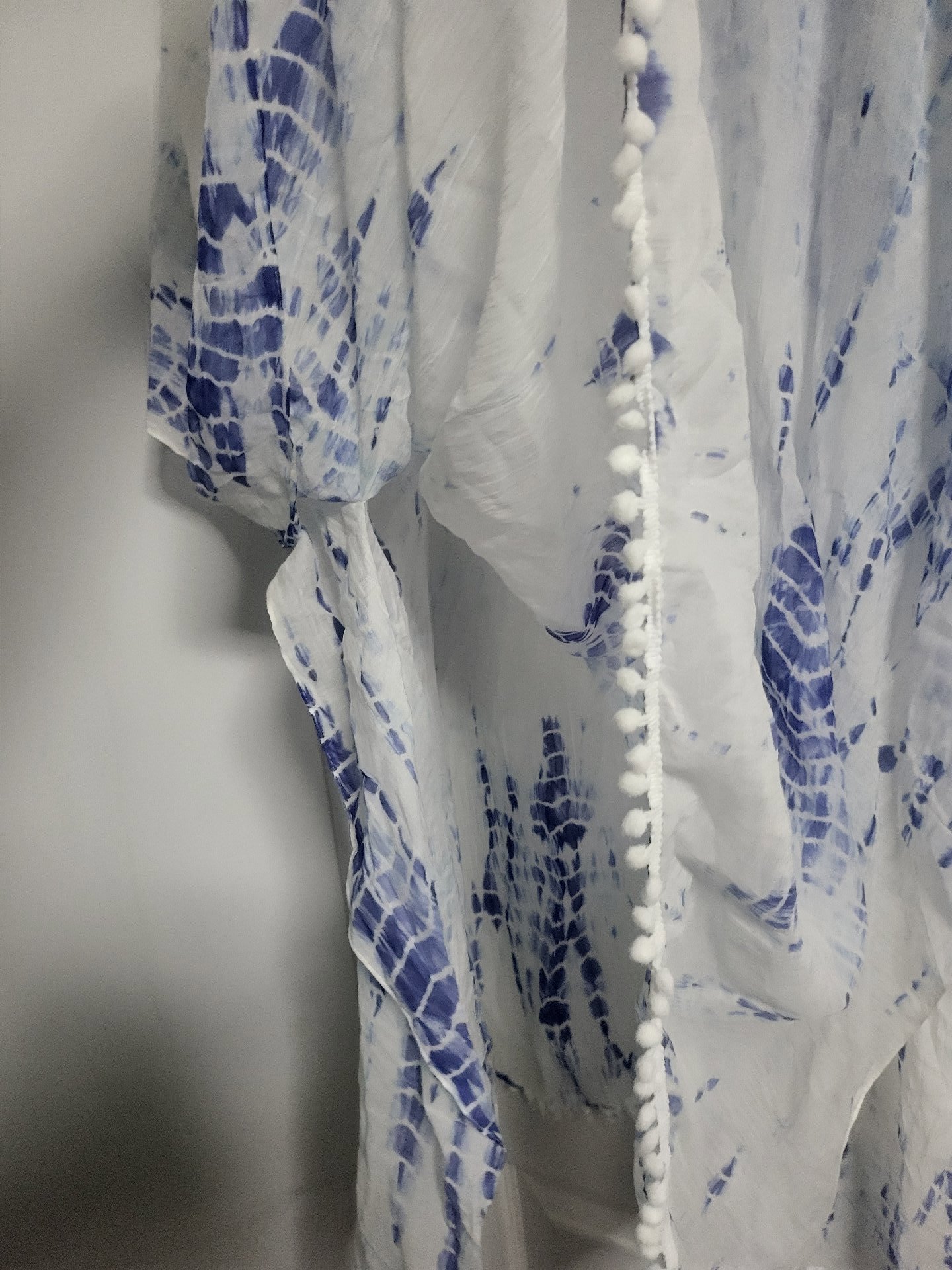 Dutalli Blue Tie Dye Pom Pom Kaftan Top, Dutalli, 16, Excellent condition — preloved on SilentSale®