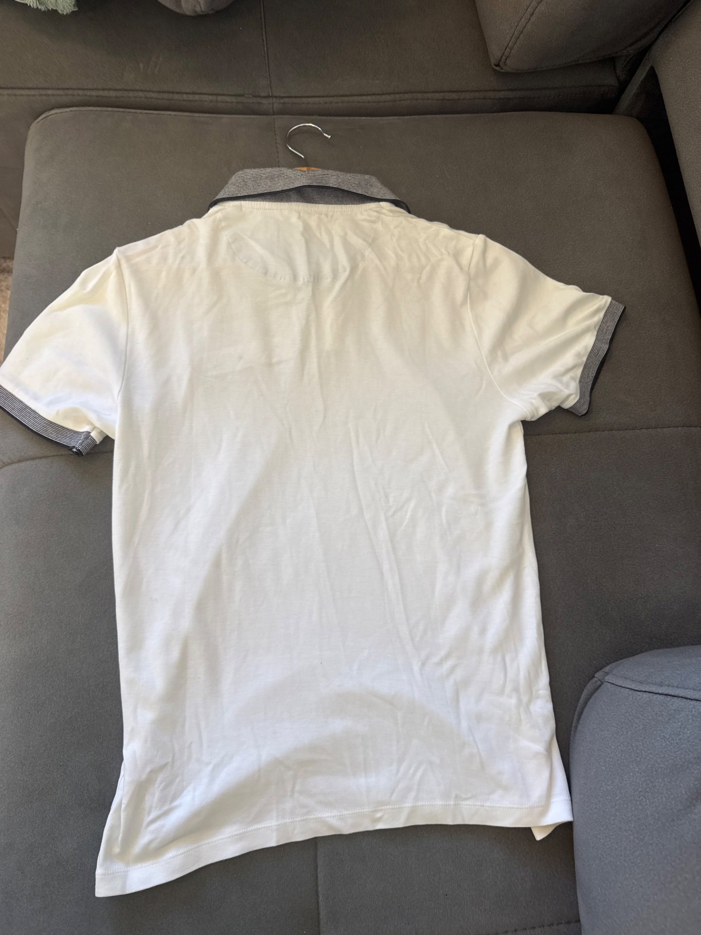 White Polo Shirt with Grey Collar - Size M, Next, S, Excellent condition — preloved on SilentSale®