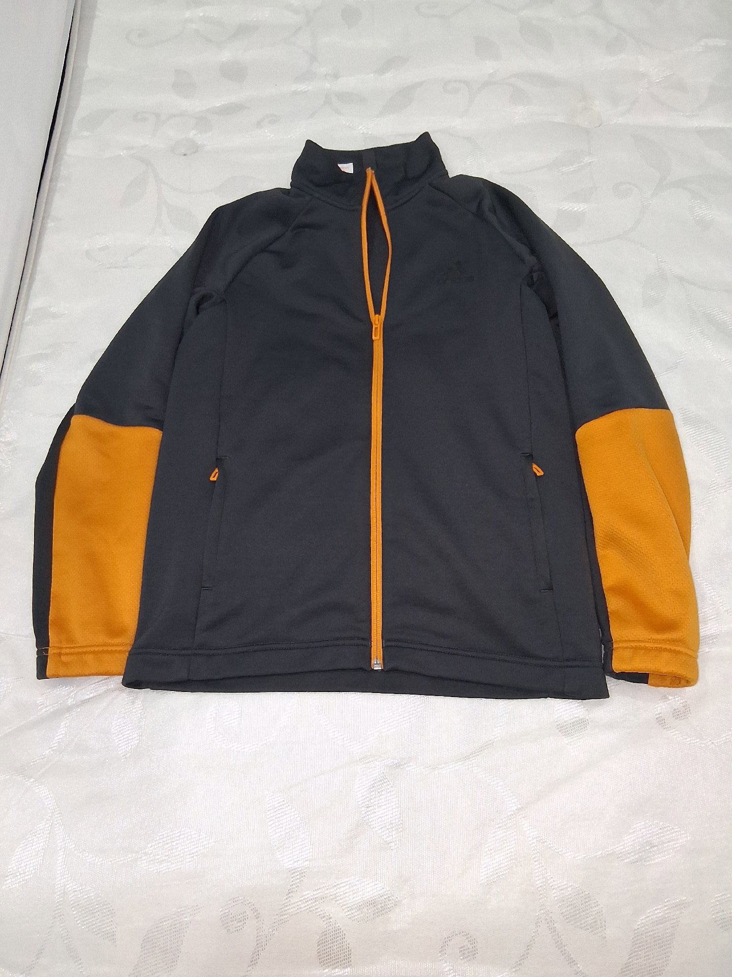 Adidas Black and Orange Zip-Up Jacket – UK 11-12Y, Adidas, 11-12 years, Excellent condition — preloved on SilentSale®