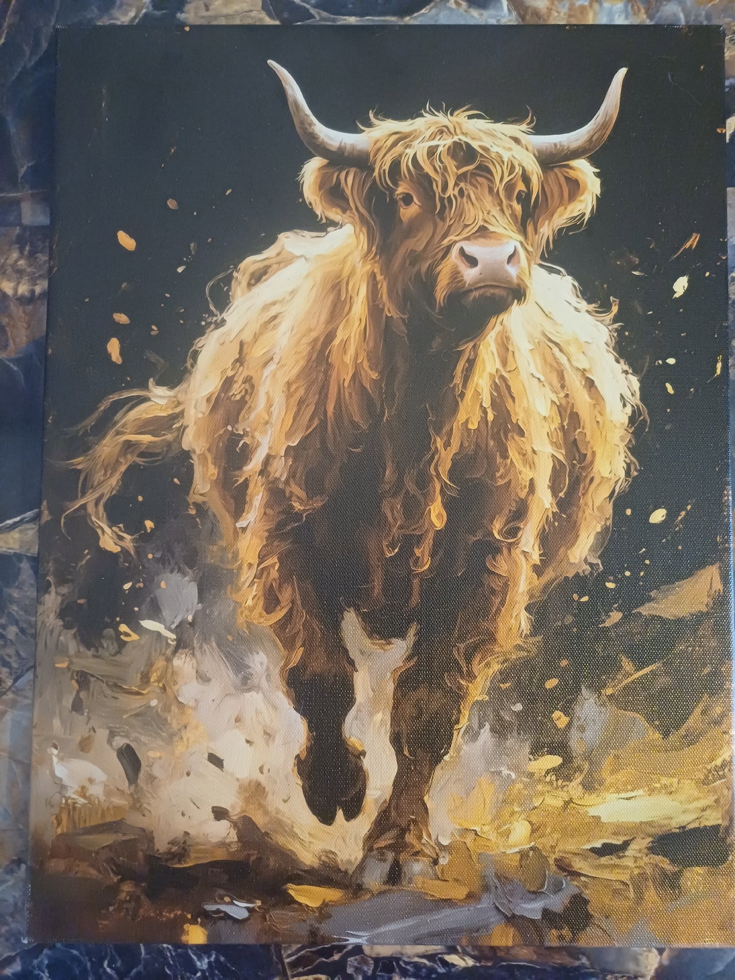 Highland Cow Running Canvas Wall Art Painting, Canvas, One Size, New condition — preloved on SilentSale®