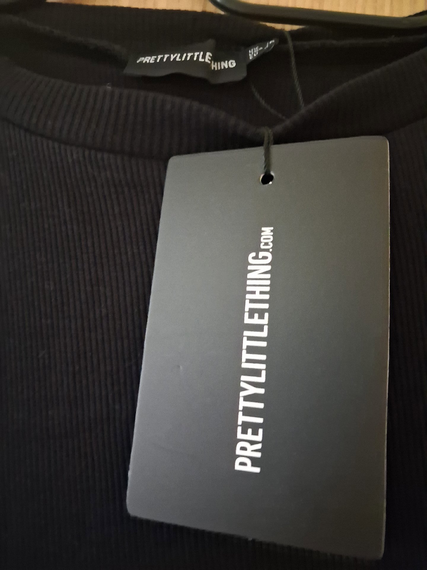 PrettyLittleThing Black Ribbed Midi Dress – UK 16, PrettyLittleThing, 16, New condition — preloved on SilentSale®