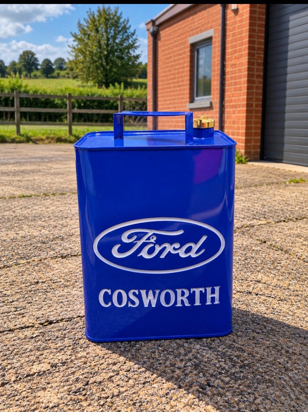 New Reproduction Ford Cosworth Blue Metal Petrol Can – Garage, Mancave Decor, Ford, Large, New condition — preloved on SilentSale®