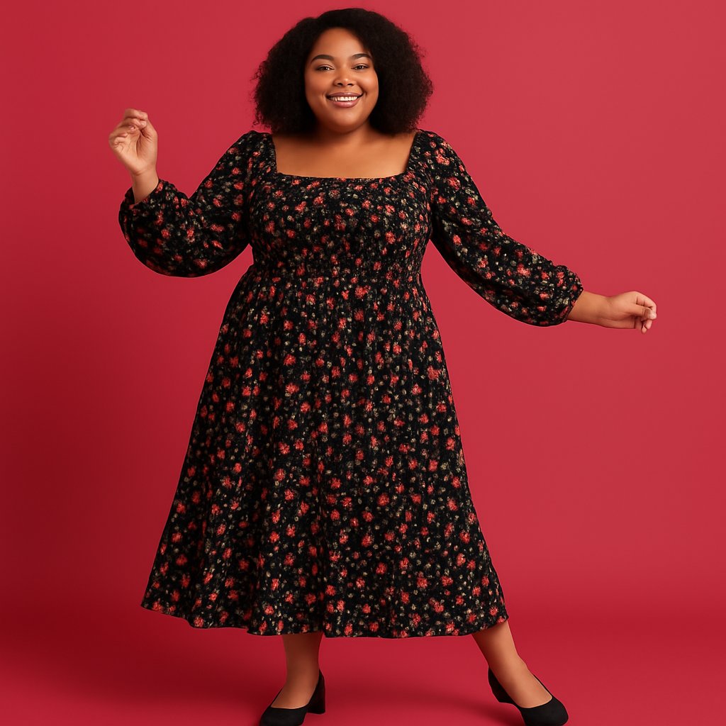 Simply Be Black Floral Midi Dress – Size 10, Simply Be, 10, New condition — preloved on SilentSale®