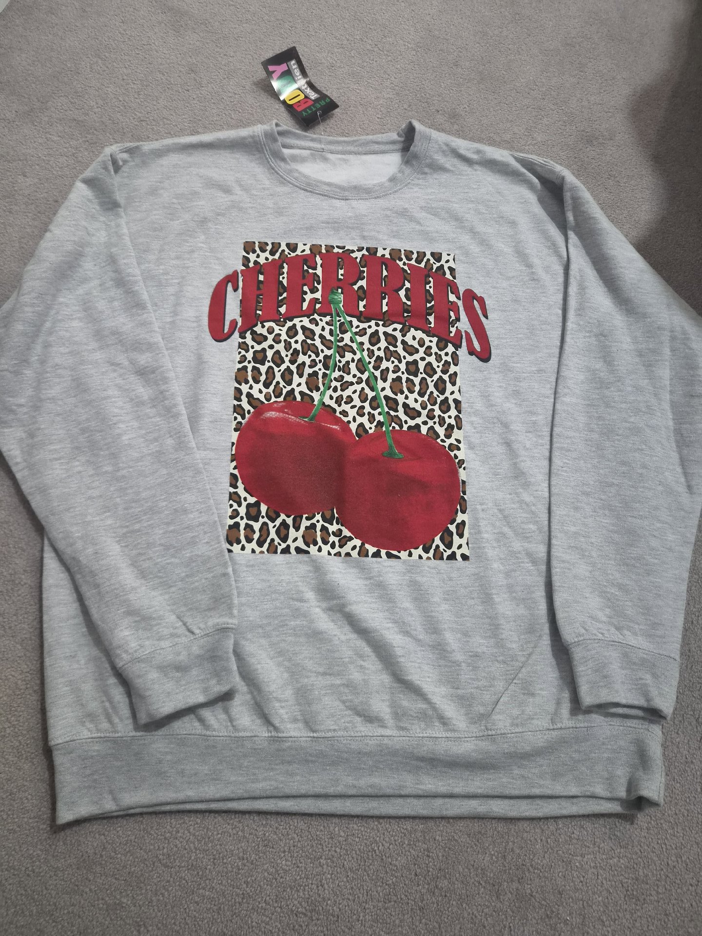 Grey Cherries Print Sweatshirt – Large, Body Collection, L, New condition — preloved on SilentSale®