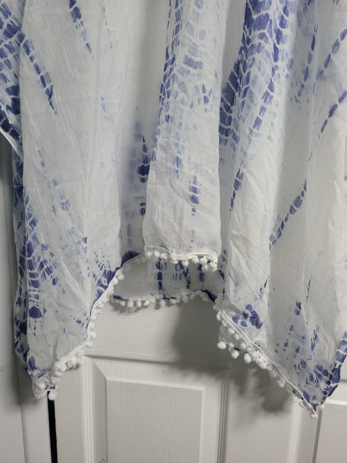Dutalli Blue Tie Dye Pom Pom Kaftan Top, Dutalli, 16, Excellent condition — preloved on SilentSale®