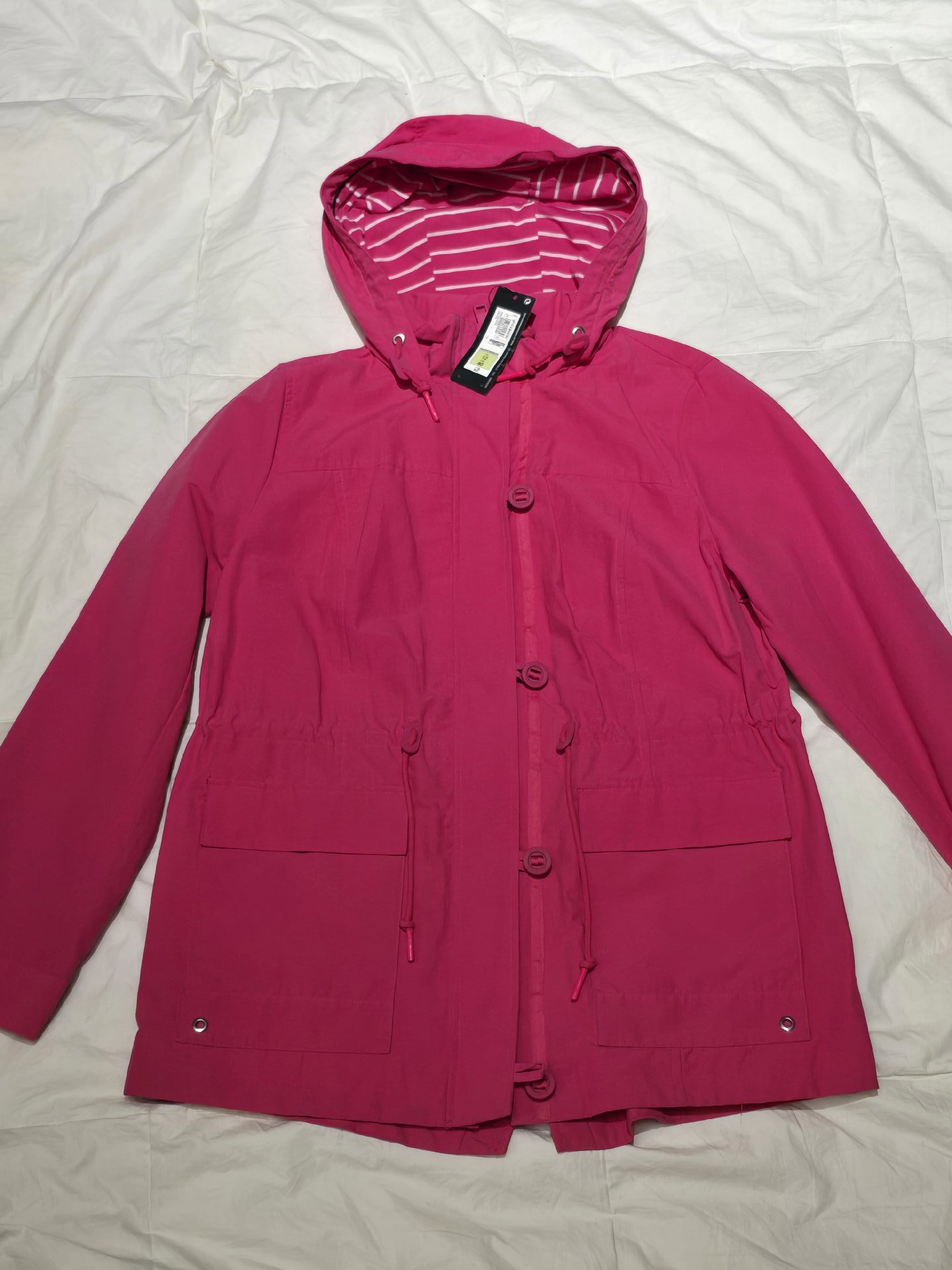 M&S Collection Pink Hooded Jacket With Striped Lining – Size 12, M&S Collection, 12, New condition — preloved on SilentSale®